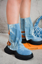 Anotherone Raw Cut Booties - Washed Denim