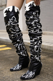 Kelsey-21 Western Thigh High Over The Knee Cowboy Boots