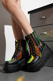 Radio Women's Platform Ankle Boots with Buckle Strap - Black - Cape Robbin