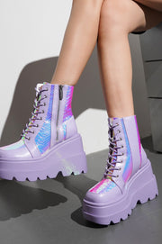 Radio Women's Platform Ankle Boots with Buckle Strap - Lilac - Cape Robbin