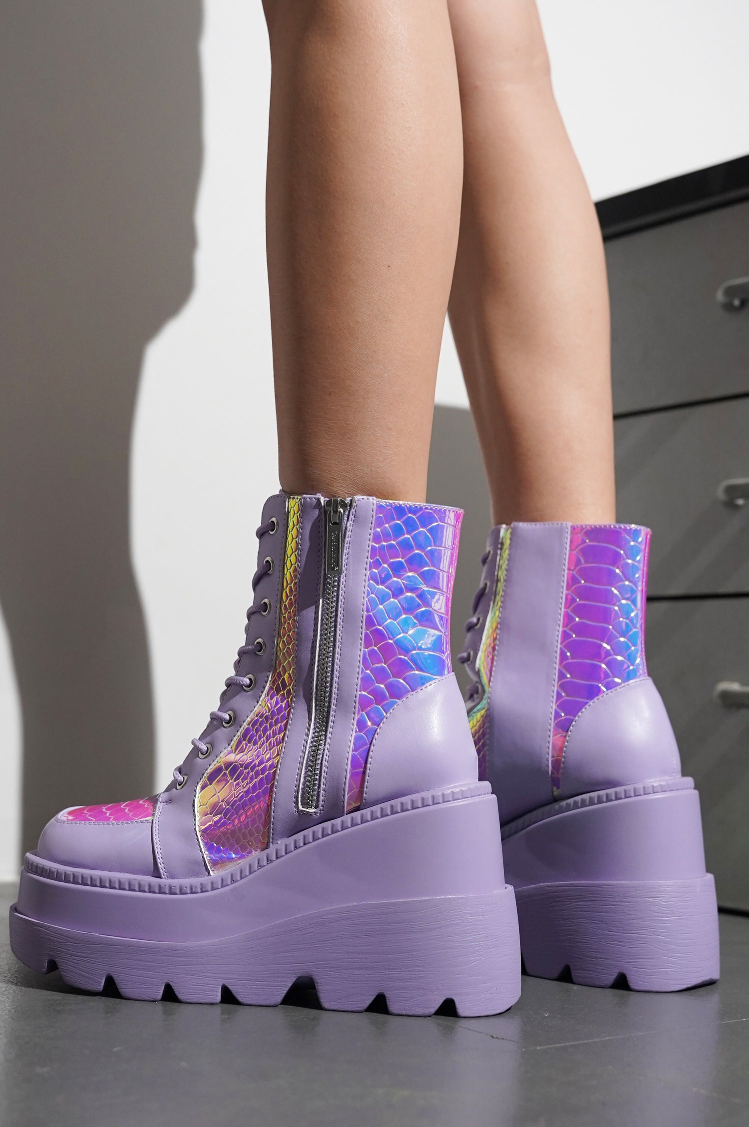 Radio Women's Platform Ankle Boots with Buckle Strap - Lilac - Cape Robbin