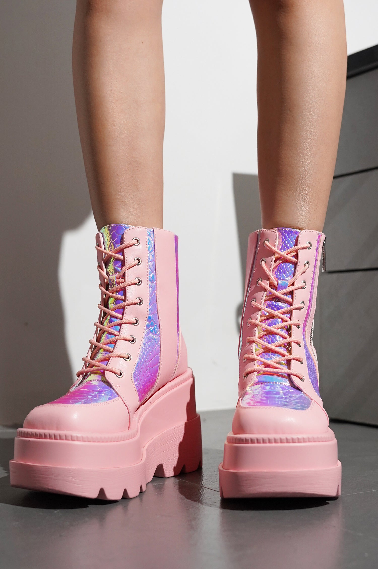 Radio Women's Platform Ankle Boots with Buckle Strap - Pink - Cape Robbin