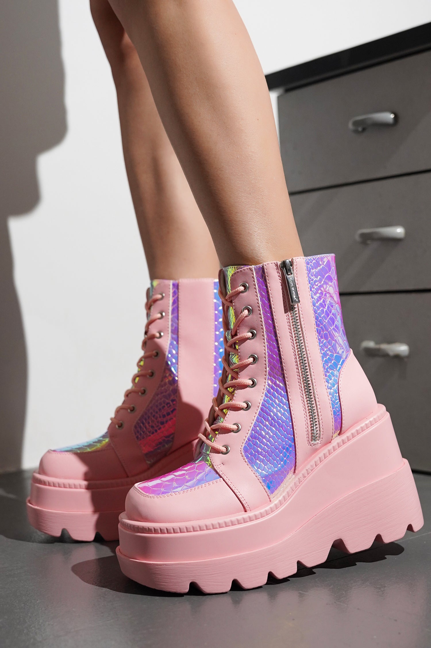 Radio Women's Platform Ankle Boots with Buckle Strap - Pink - Cape Robbin