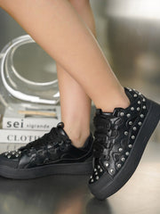 Rani studded Lace-up Sneaker - Black