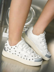Rani studded Lace-up Sneaker - White