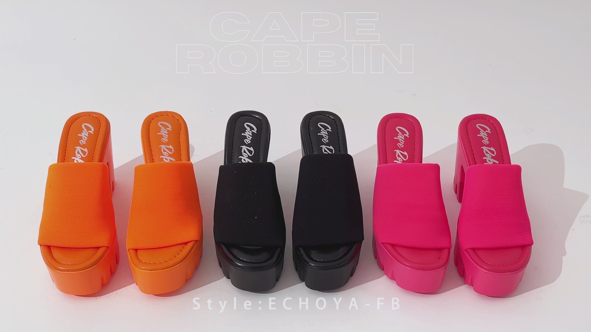 Load video: Echoya Women's Chunky Platform Sandals Block Heel - Slip On Elastic Band Shoes- Black