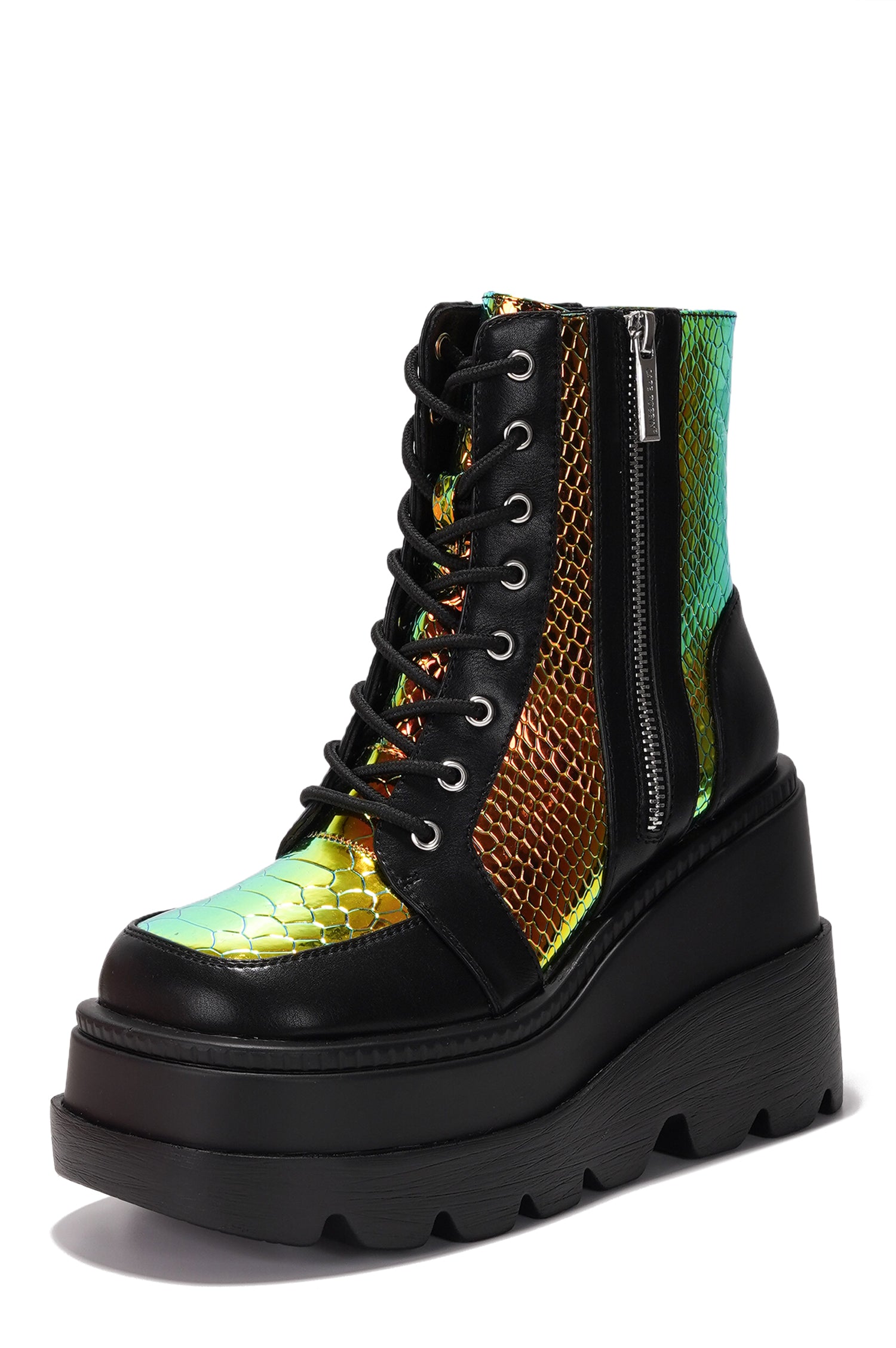 Radio Women's Platform Ankle Boots with Buckle Strap - Black - Cape Robbin