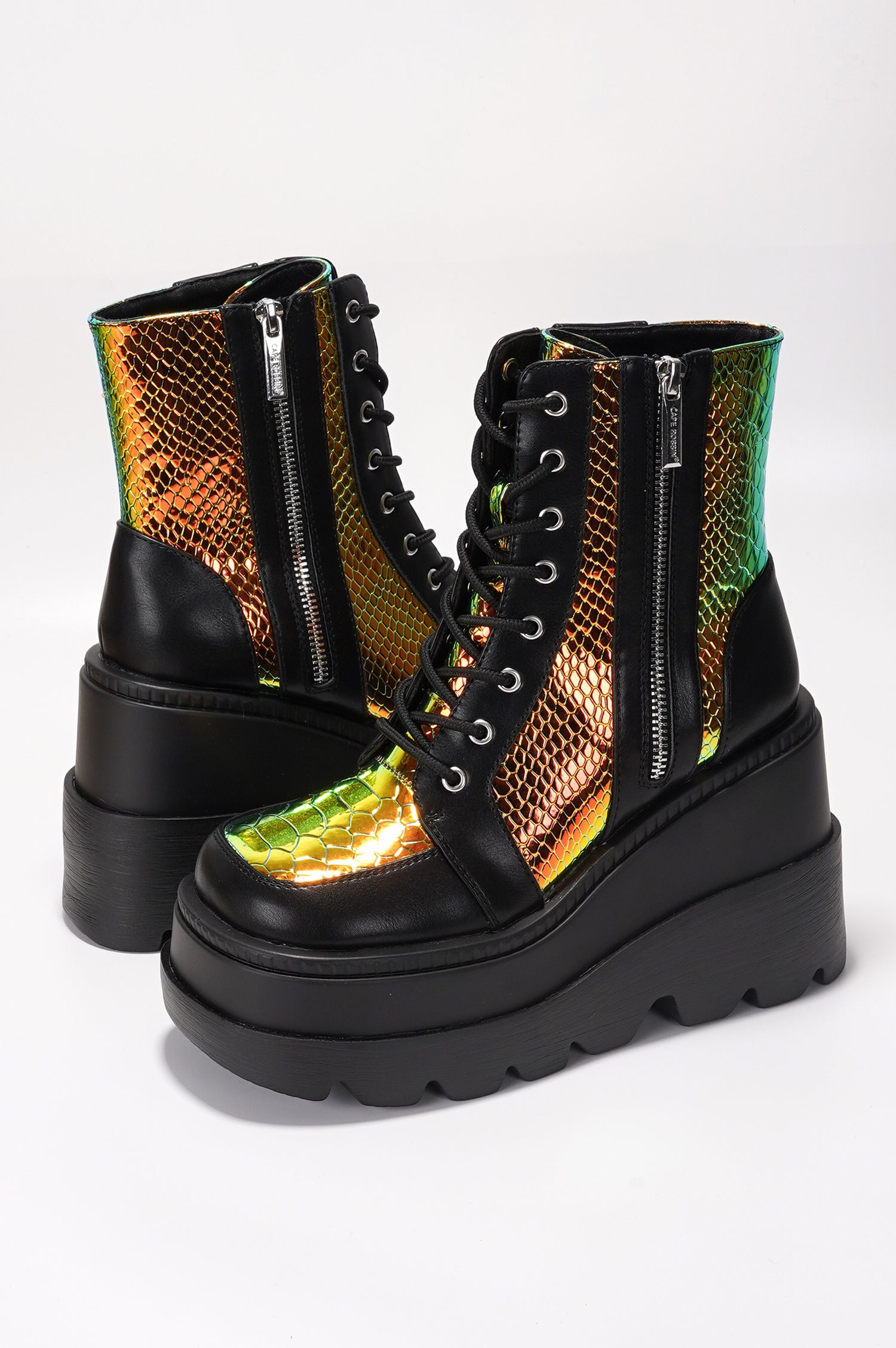 Radio Women's Platform Ankle Boots with Buckle Strap - Black - Cape Robbin