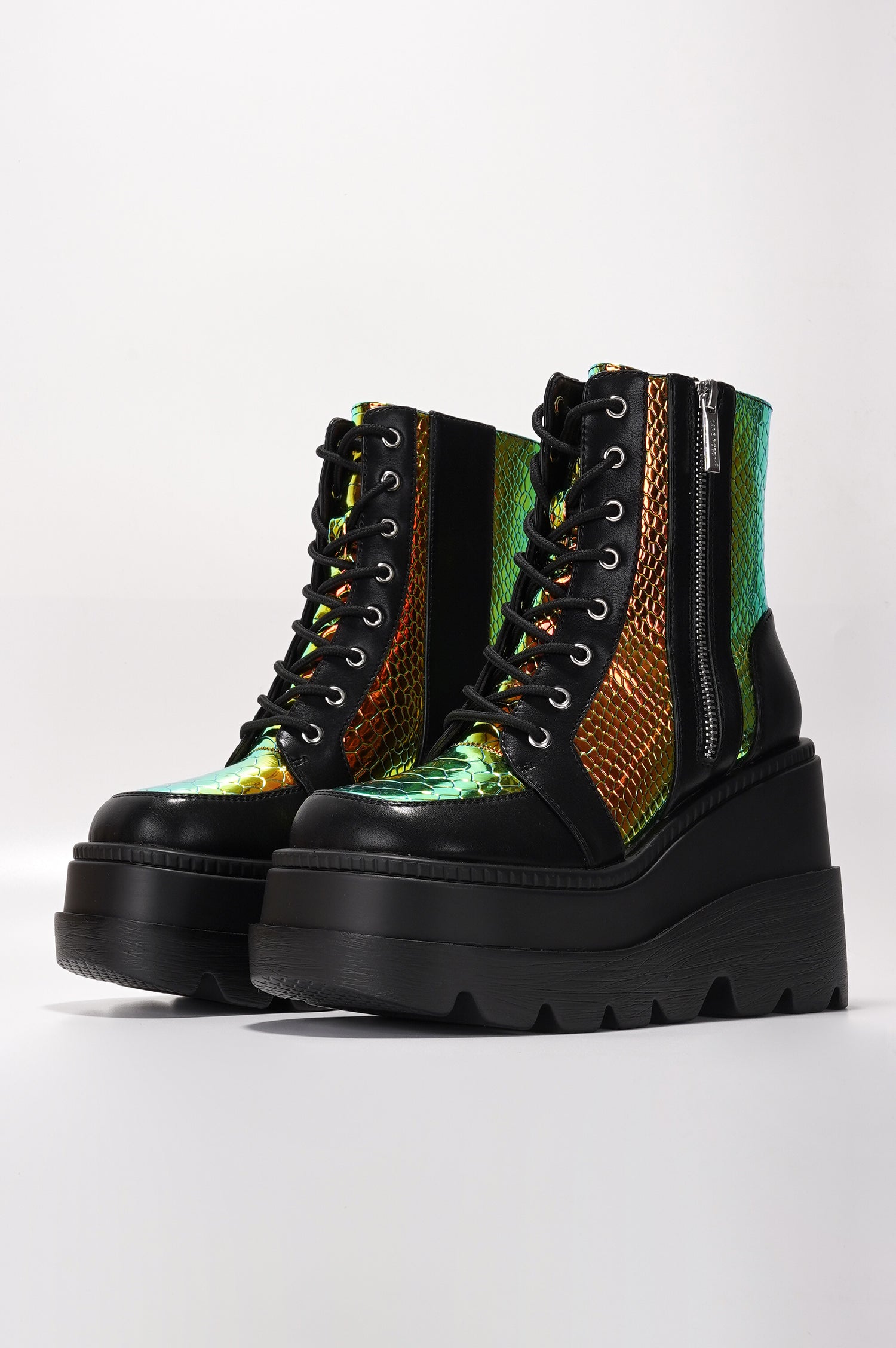 Radio Women's Platform Ankle Boots with Buckle Strap - Black - Cape Robbin