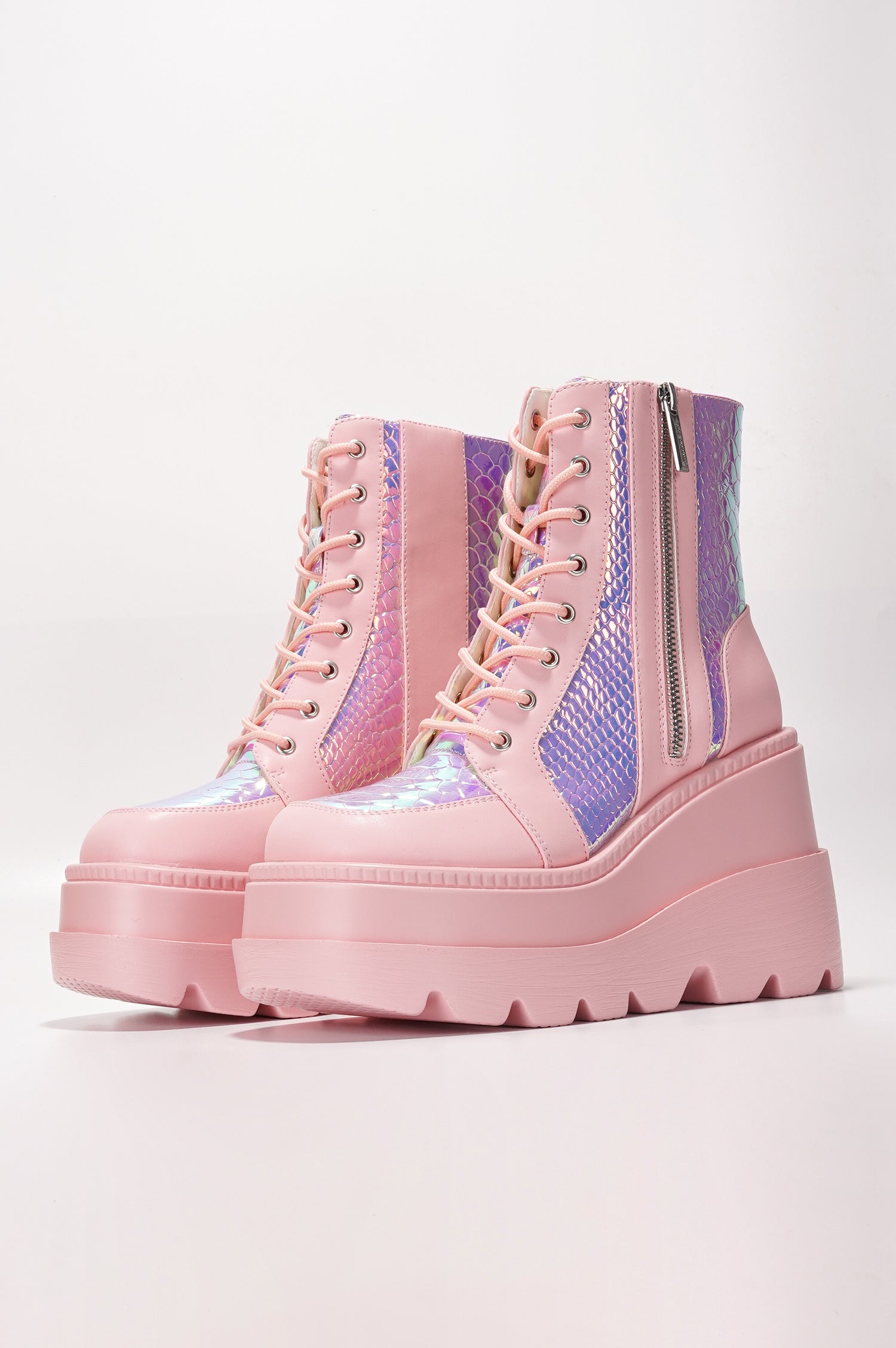 Radio Women's Platform Ankle Boots with Buckle Strap - Pink - Cape Robbin