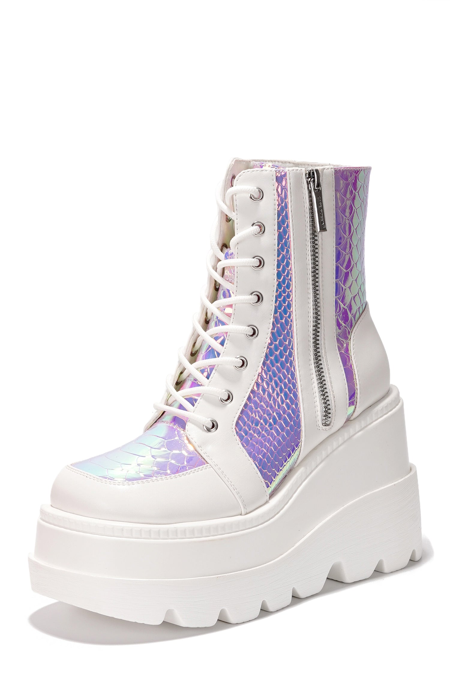 Radio Women's Platform Ankle Boots with Buckle Strap - White - Cape Robbin