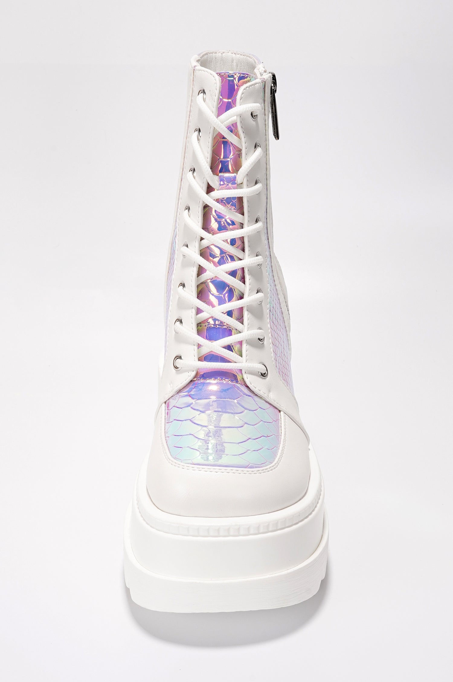 Radio Women's Platform Ankle Boots with Buckle Strap - White - Cape Robbin