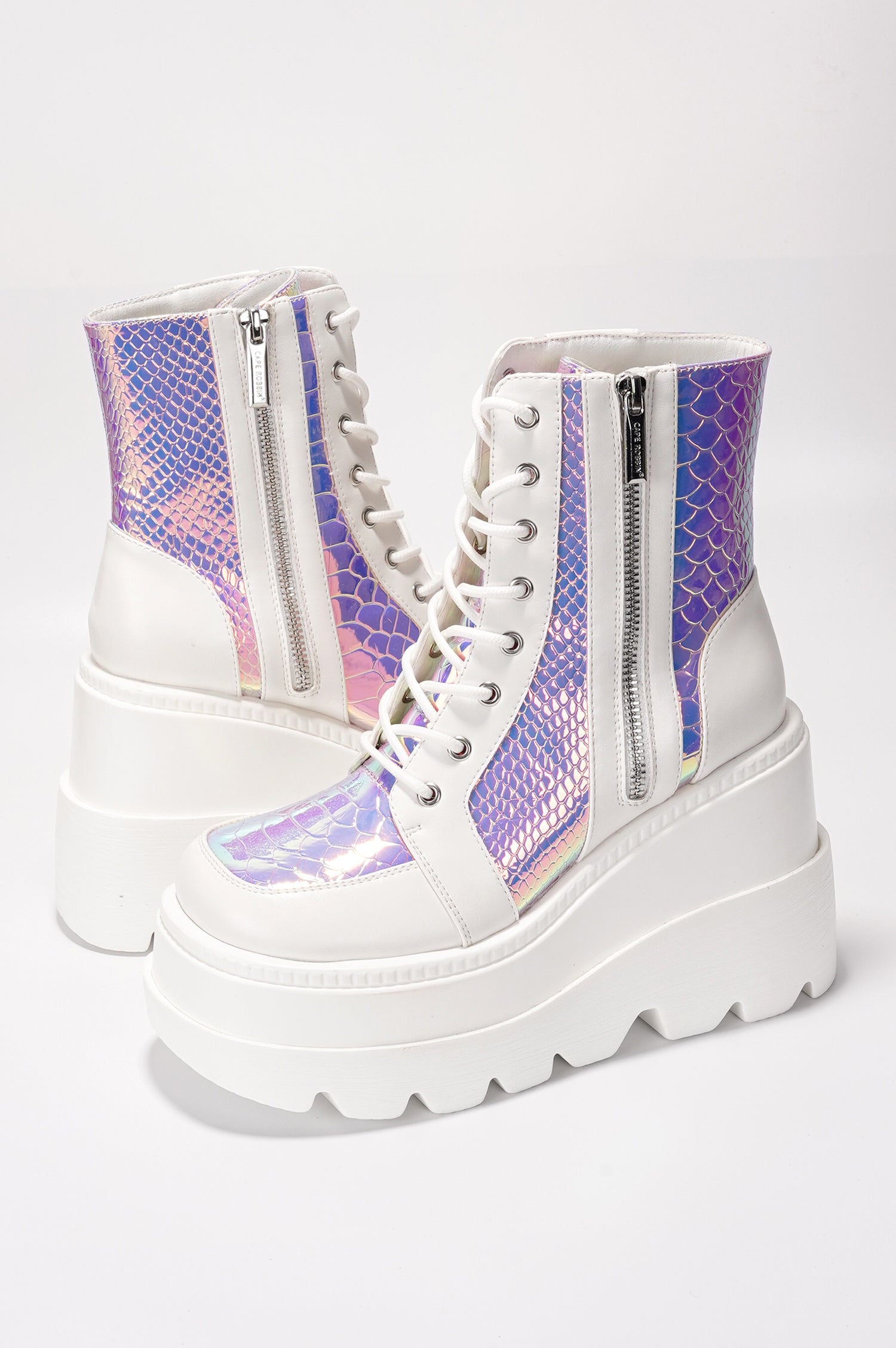 Radio Women's Platform Ankle Boots with Buckle Strap - White - Cape Robbin