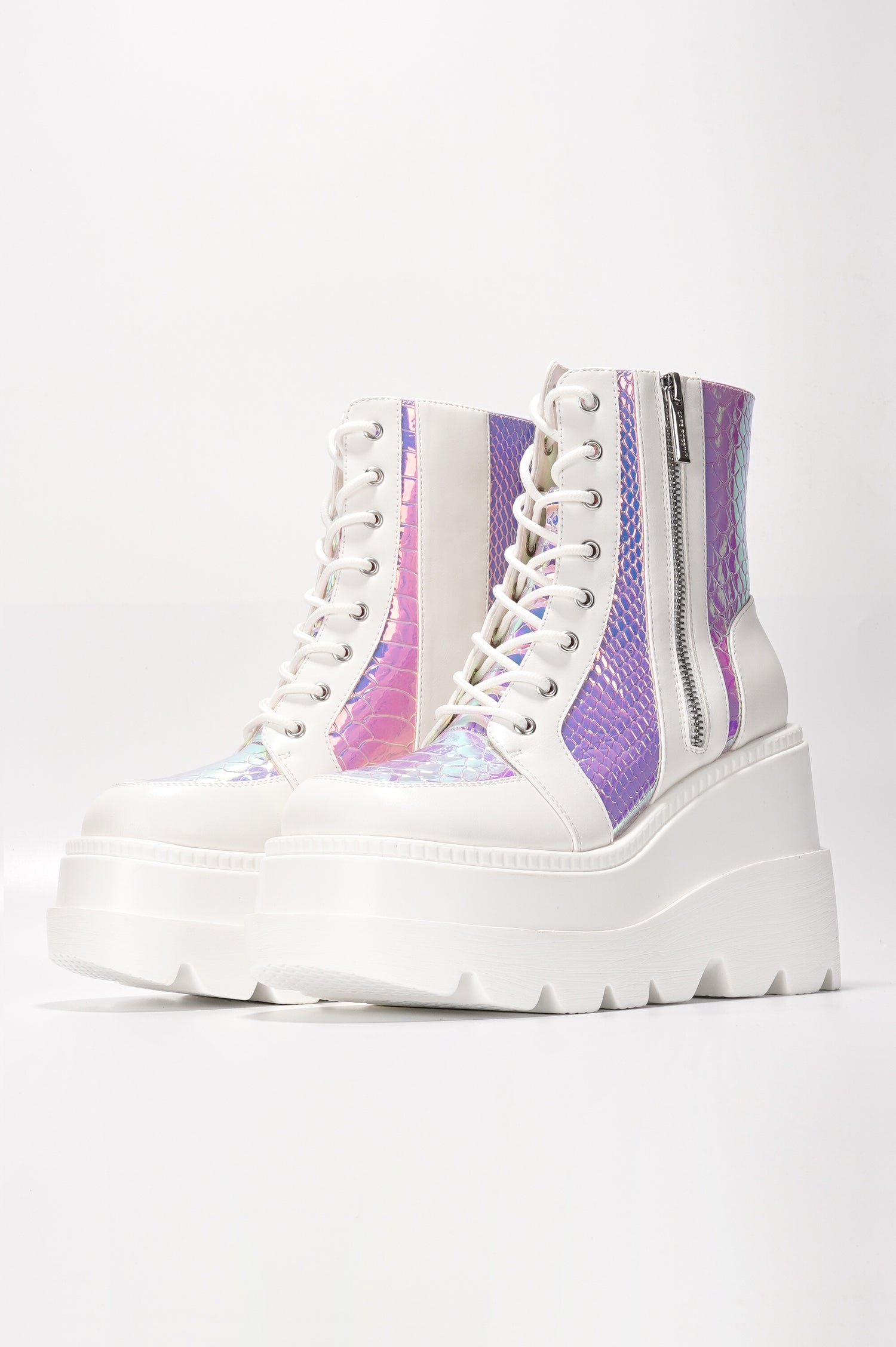 Radio Women's Platform Ankle Boots with Buckle Strap - White - Cape Robbin