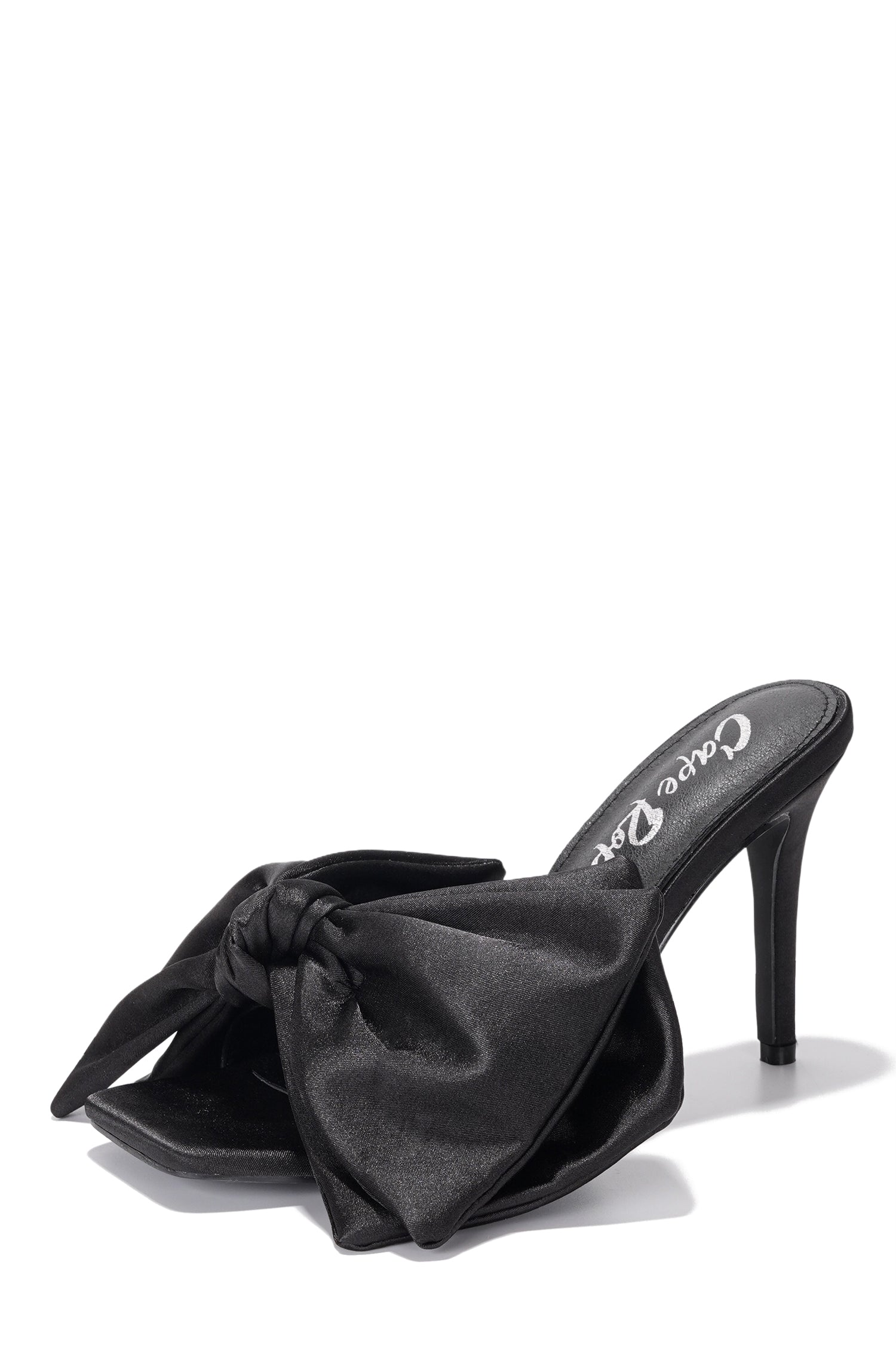 Rhianna Women's Slip On 3.75 Inch Stiletto Square Toe High Heels with Big Bow -Black - Cape Robbin