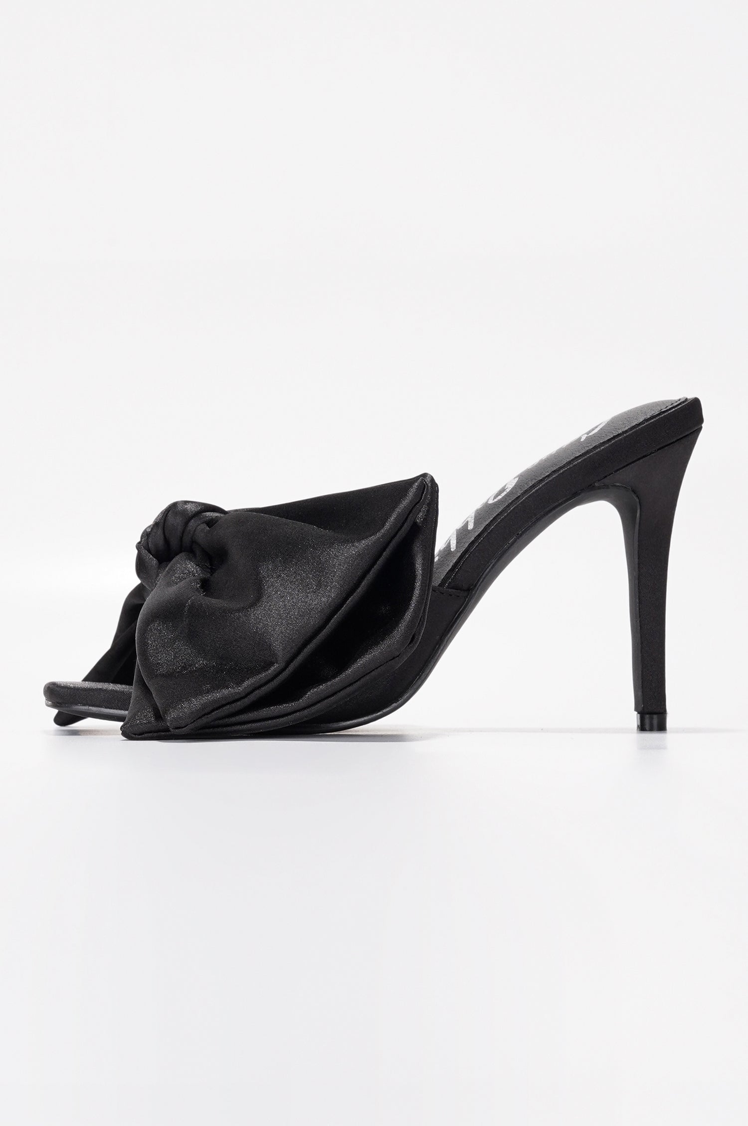 Rhianna Women's Slip On 3.75 Inch Stiletto Square Toe High Heels with Big Bow -Black - Cape Robbin