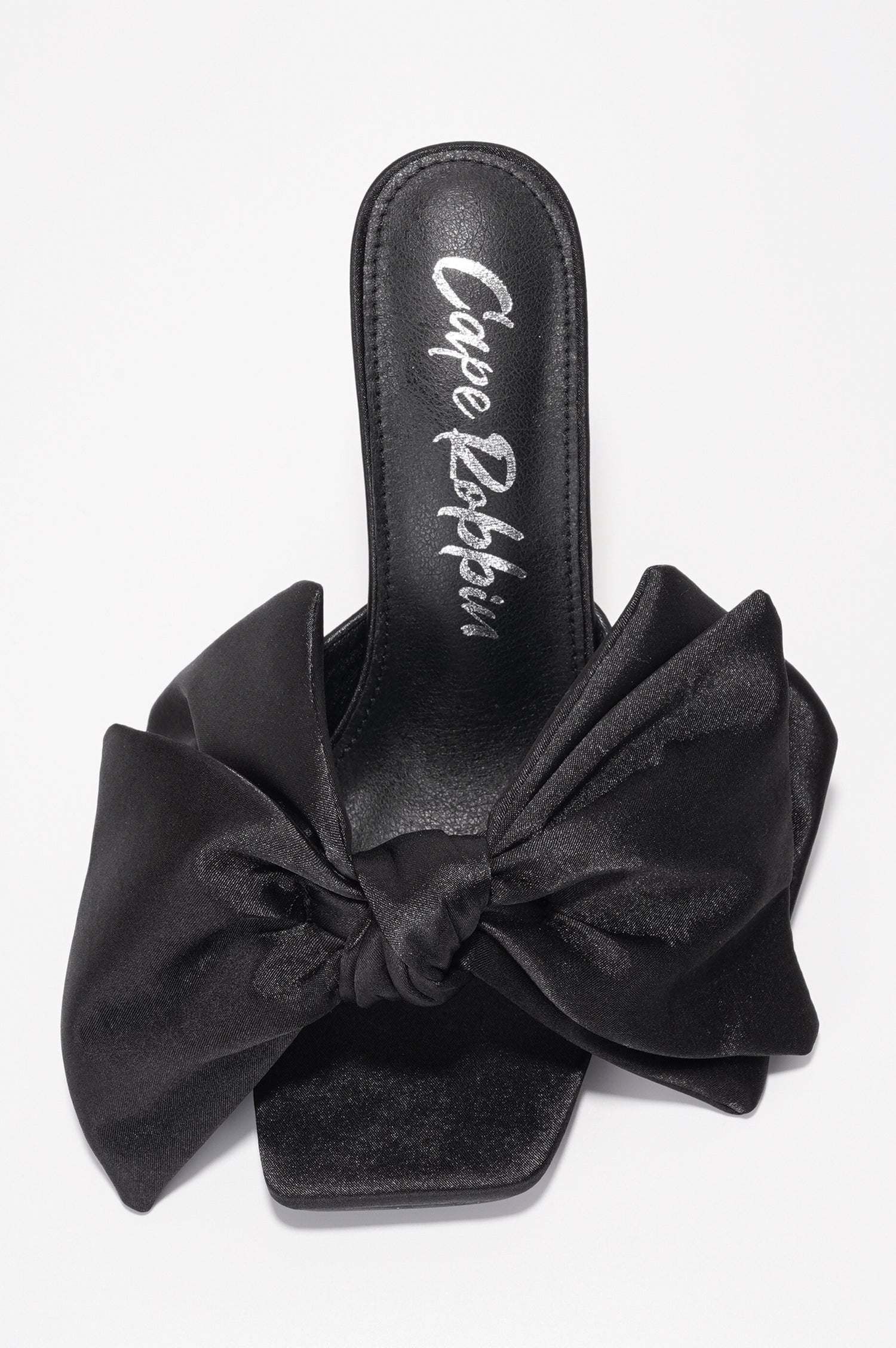 Rhianna Women's Slip On 3.75 Inch Stiletto Square Toe High Heels with Big Bow -Black - Cape Robbin