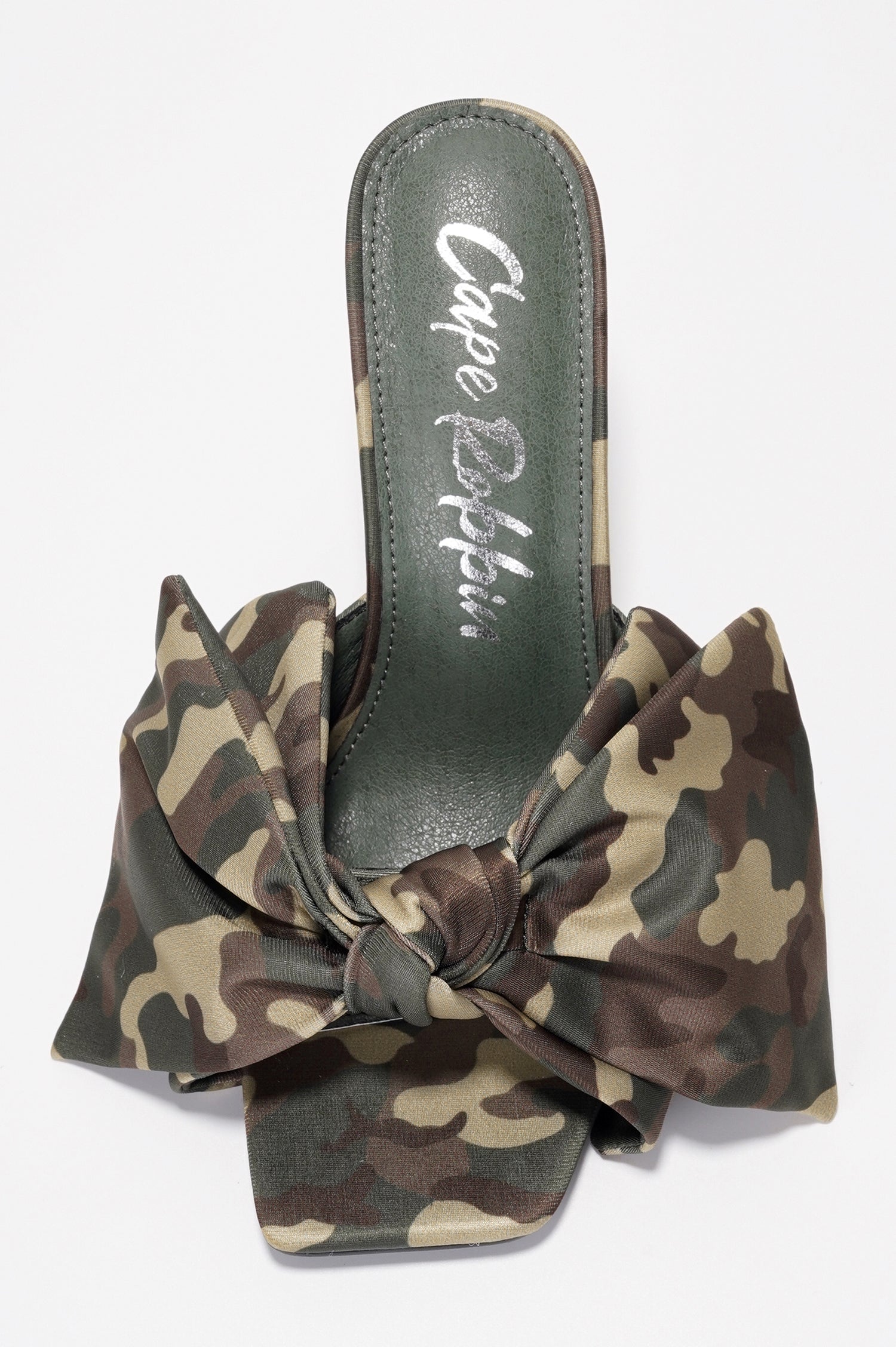 Rhianna Women's Slip On 3.75 Inch Stiletto Square Toe High Heels with Big Bow - Camouflage - Cape Robbin