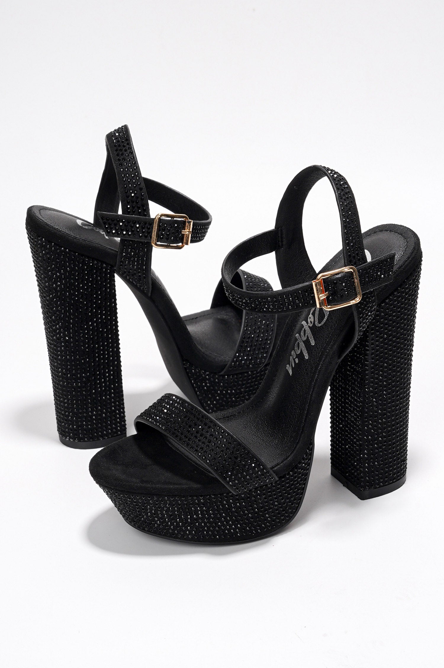 Rosss Rhinestone Platform Heels - 5.5-inch Heel with 1.5-inch Platform - Black