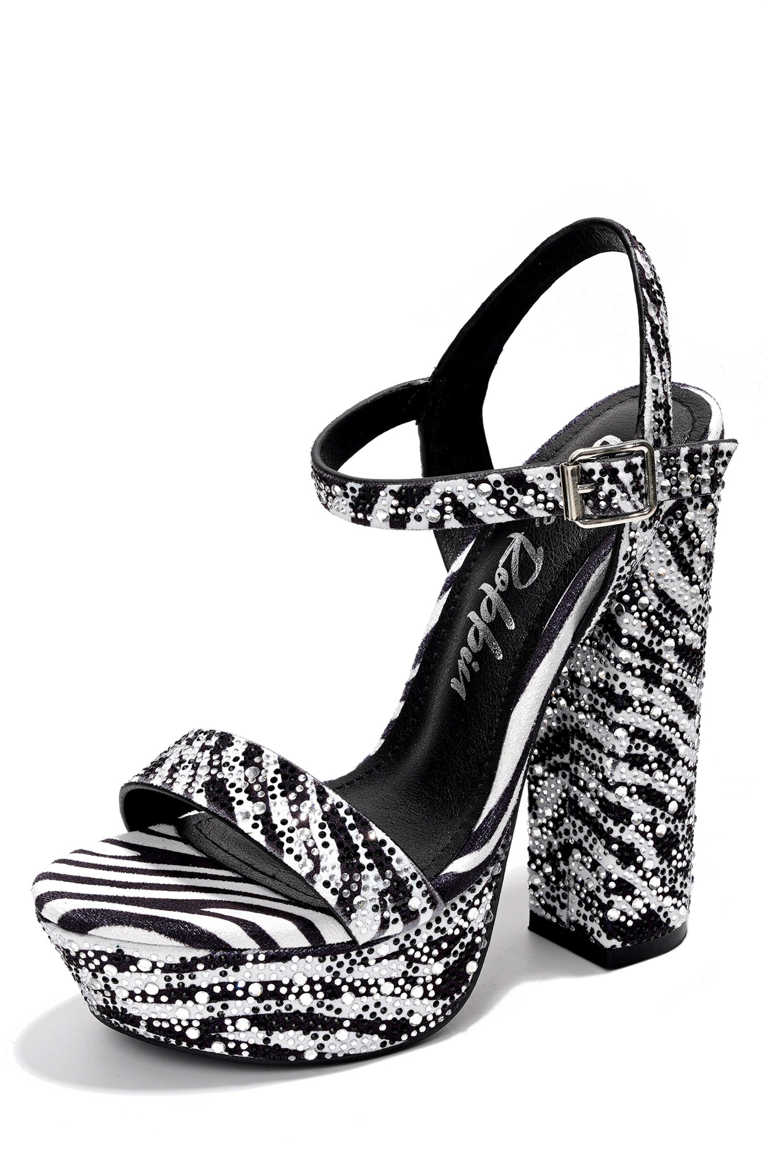 Rosss Rhinestone Print Platform Heels - Zebra