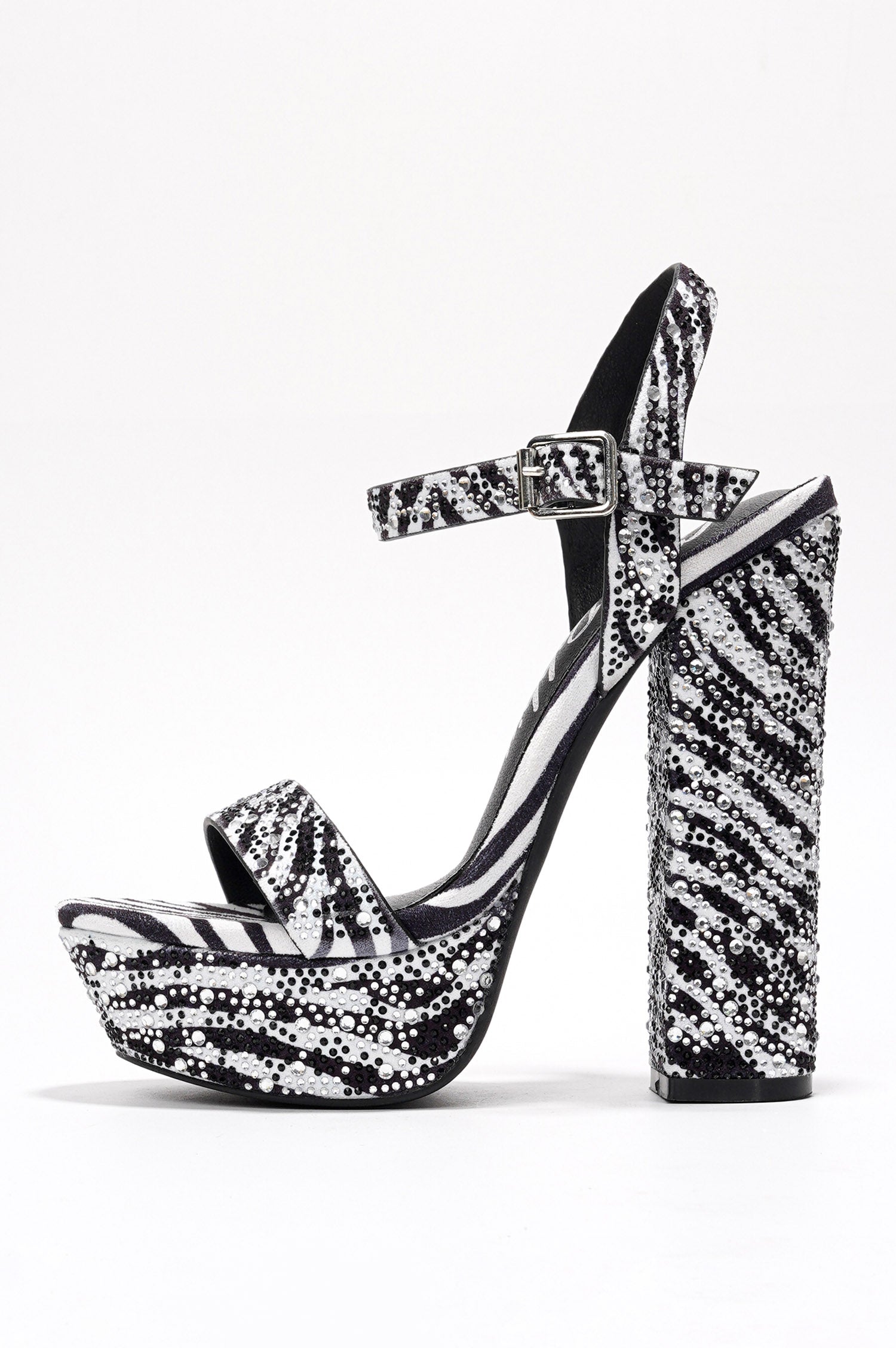 Rosss Rhinestone Print Platform Heels - Zebra