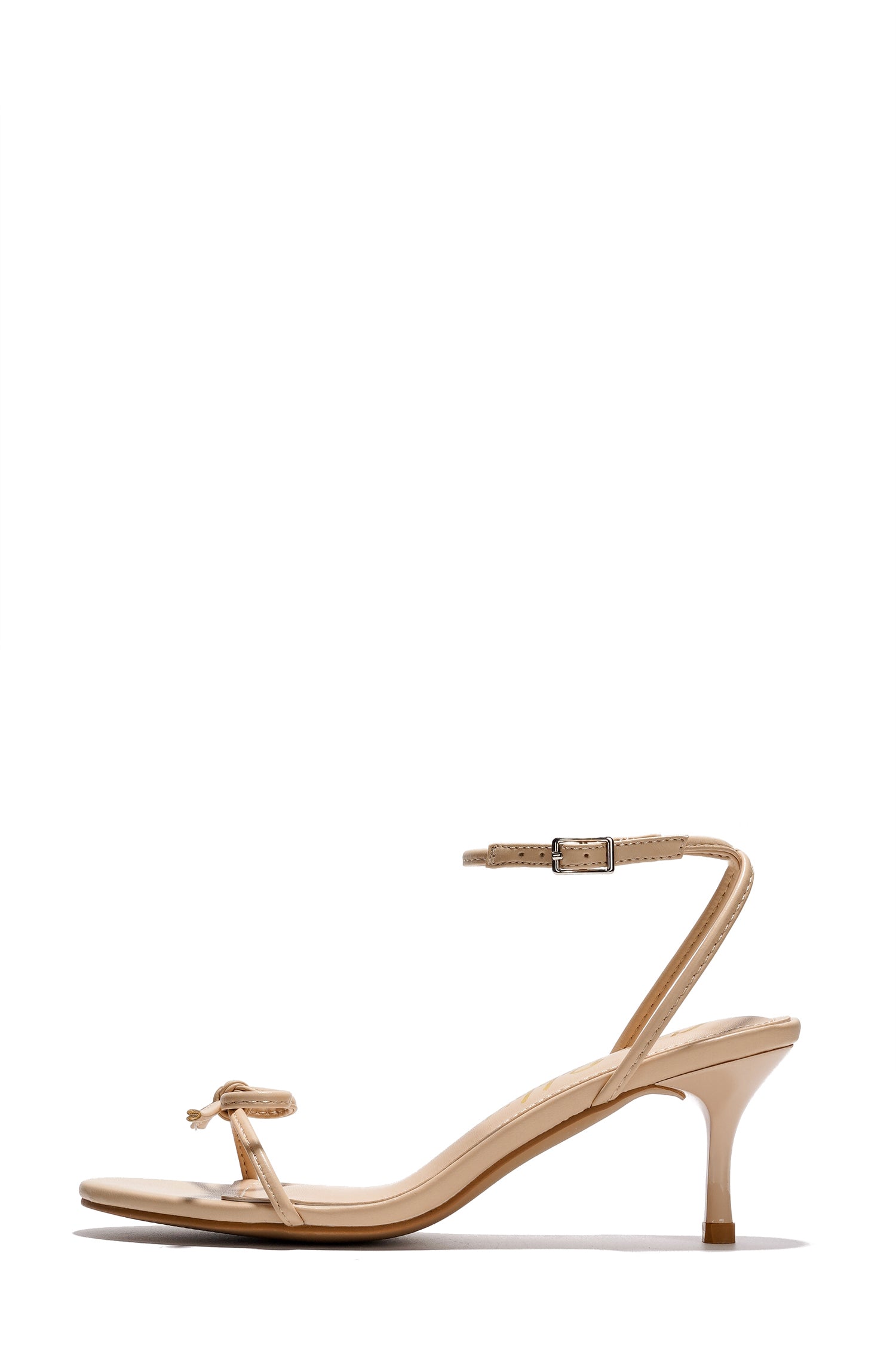 Sadie Minimalist Bow Knot Kitten Heels - Beige