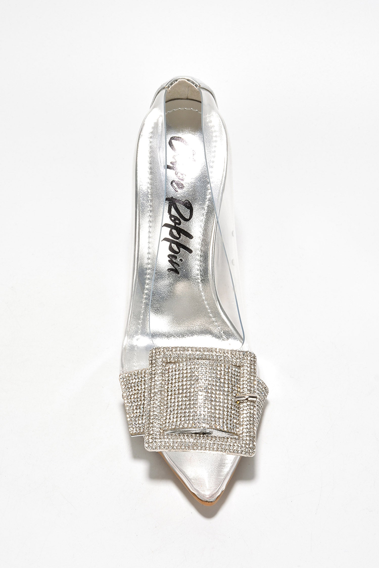 Shalne Rhinestone Clear High Heel Pumps - Silver