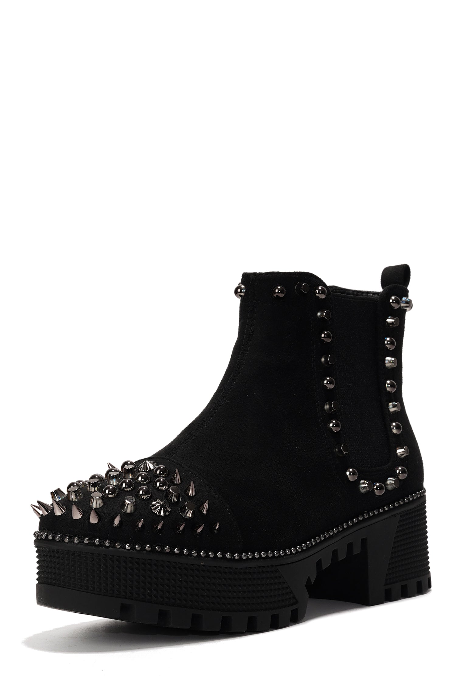 Spiky Women's  Pull-on Ankle Booties with Spikes- Black - Cape Robbin