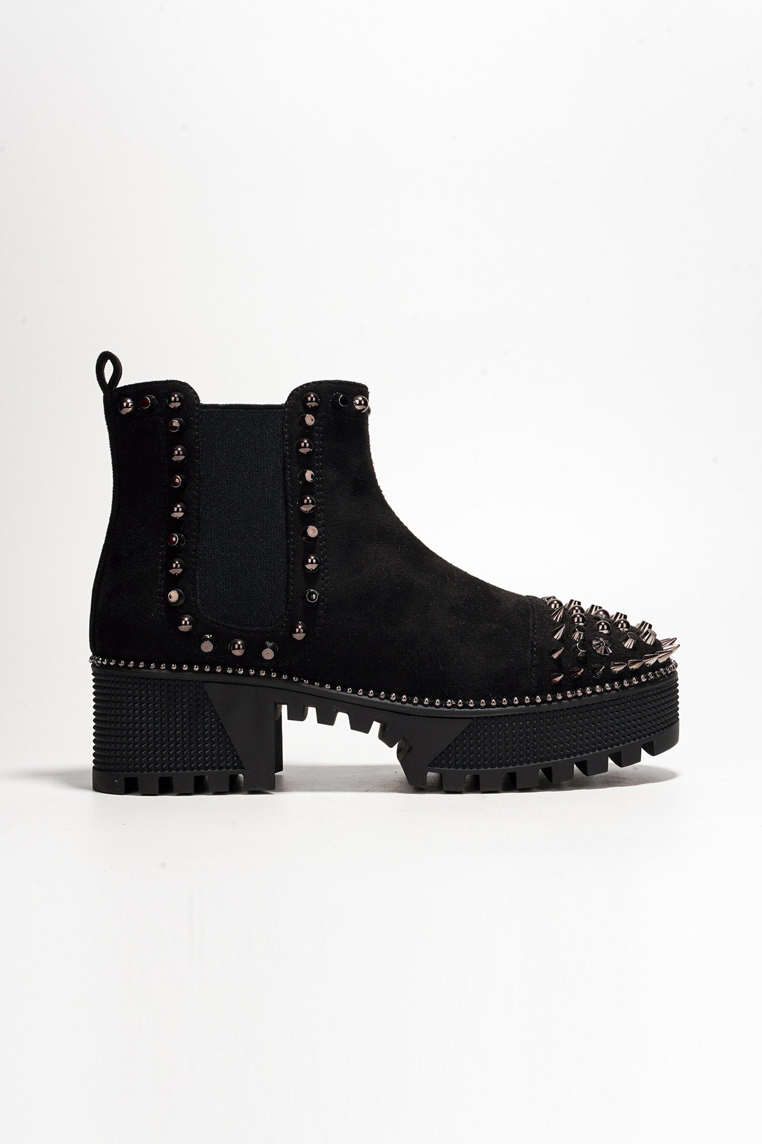 Spiky Women's  Pull-on Ankle Booties with Spikes- Black - Cape Robbin