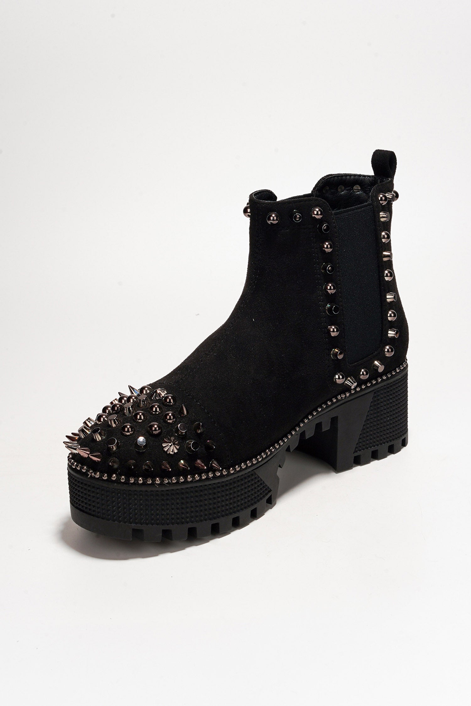 Spiky Women's  Pull-on Ankle Booties with Spikes- Black - Cape Robbin