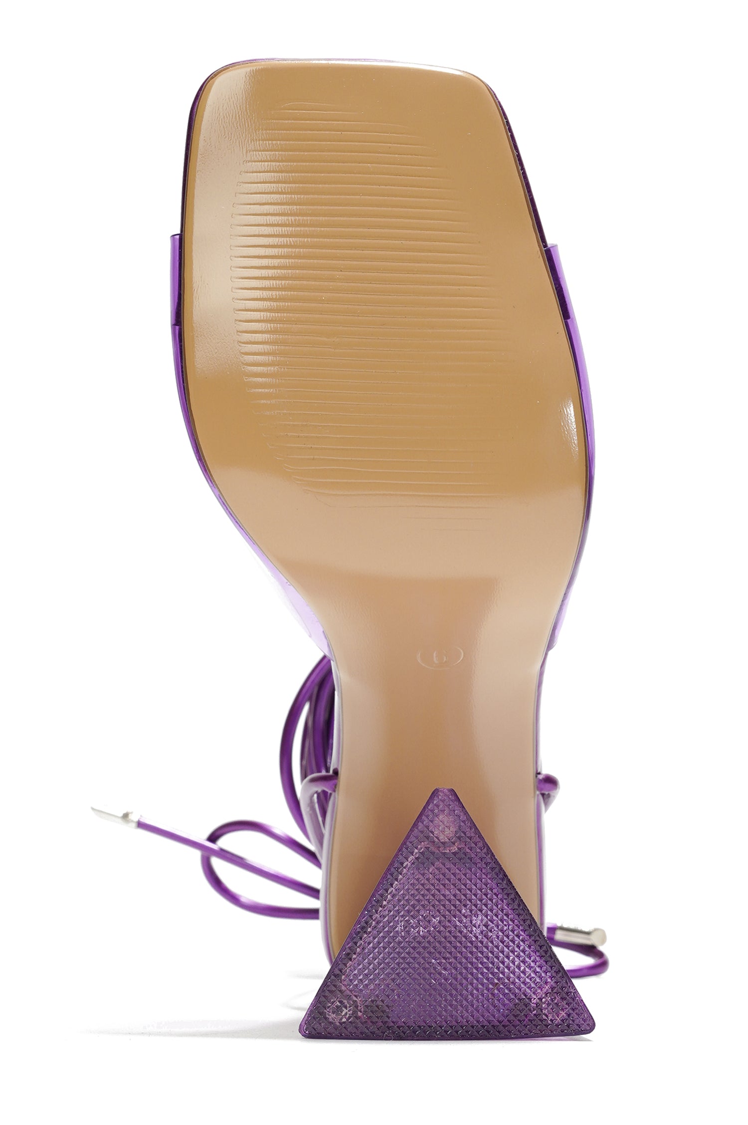Swag Clear Strappy Block Heels for Women - Square Toe Lace Up High Heel - Purple - Cape Robbin