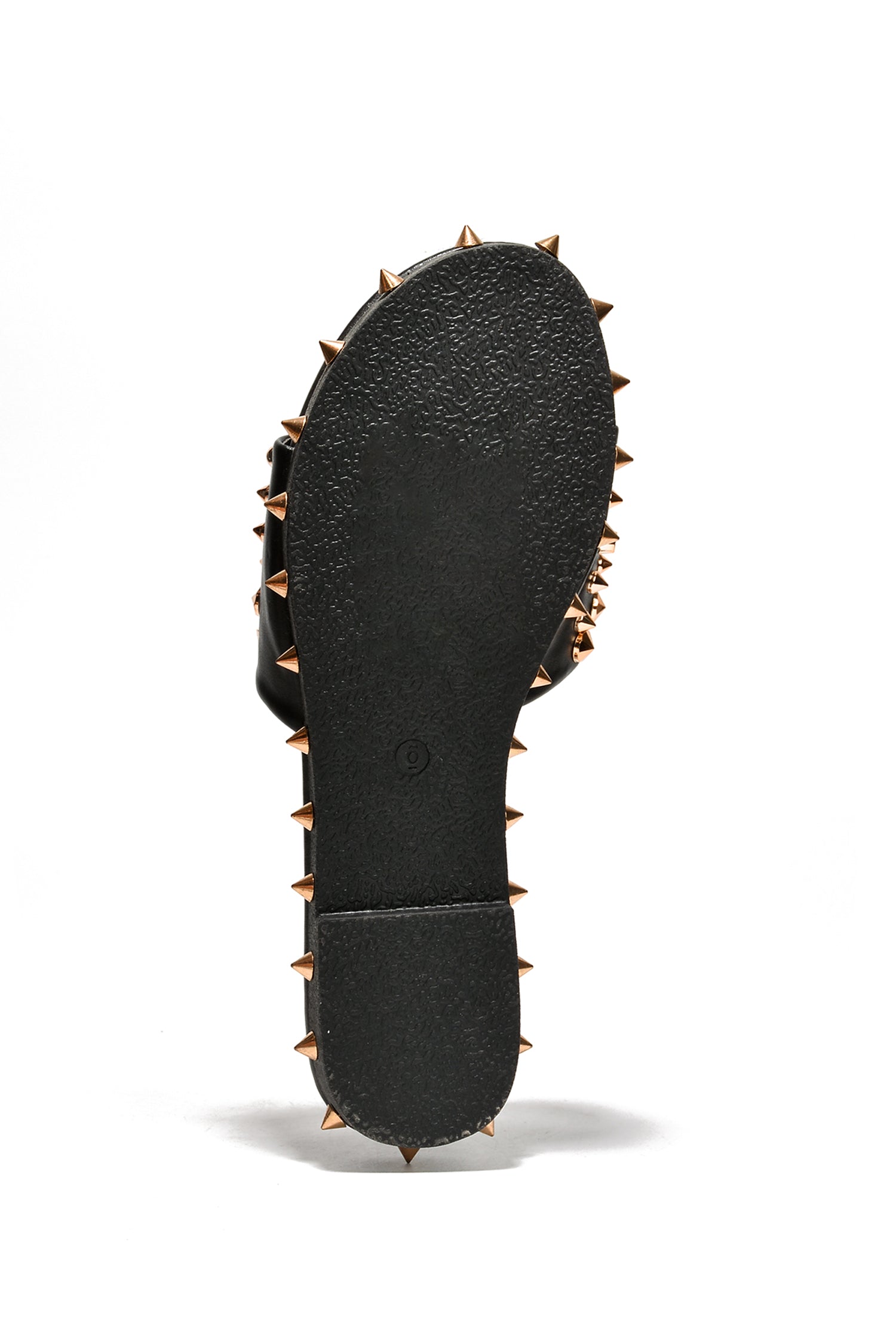 Tonie Gold Spike Studded Slide Sandals - Open Toe Slip On Sandals - Black - Cape Robbin