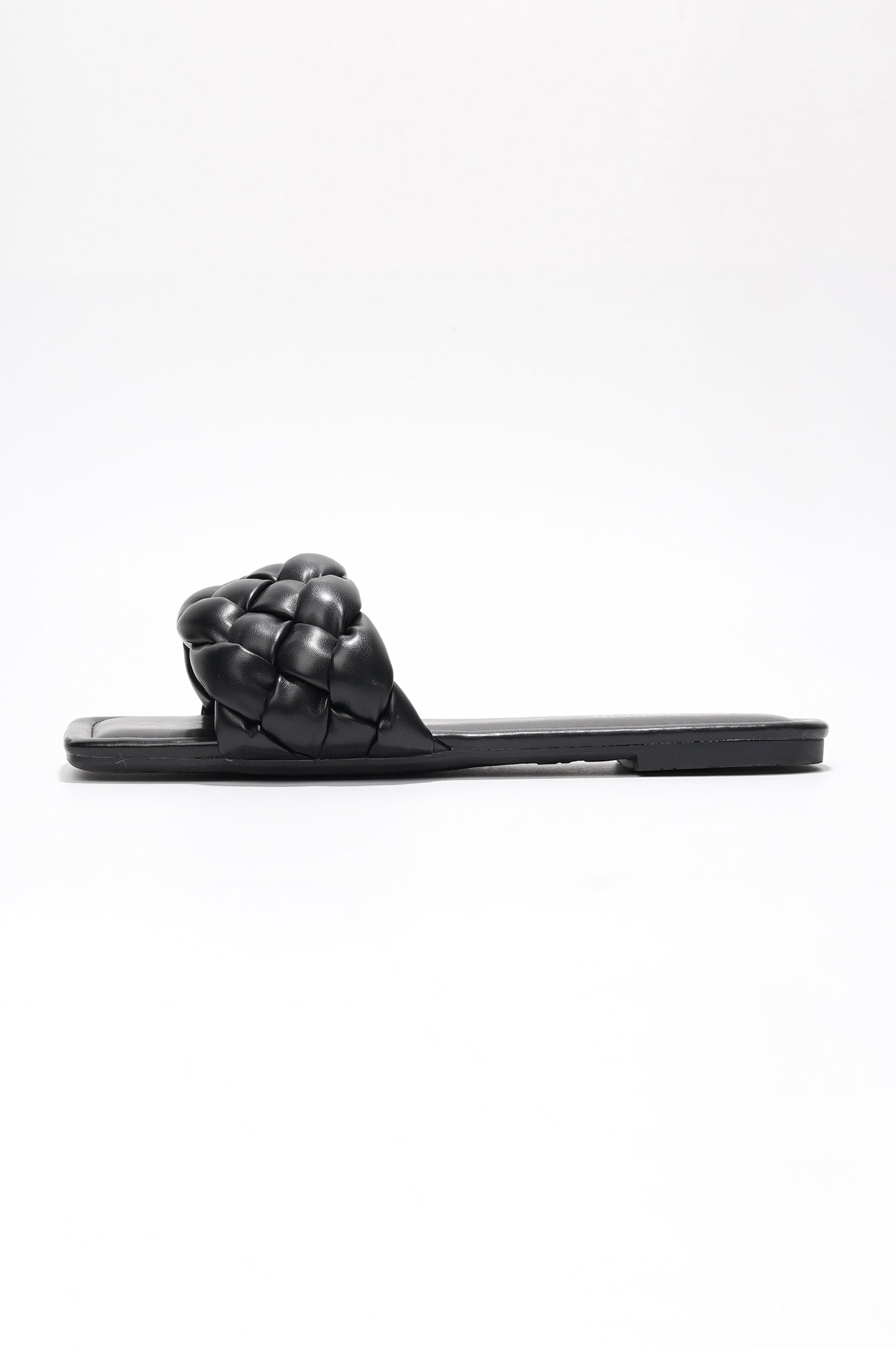 Vagabond Braided Slide Sandals - Square Toe Slip On Sandals - Black - Cape Robbin