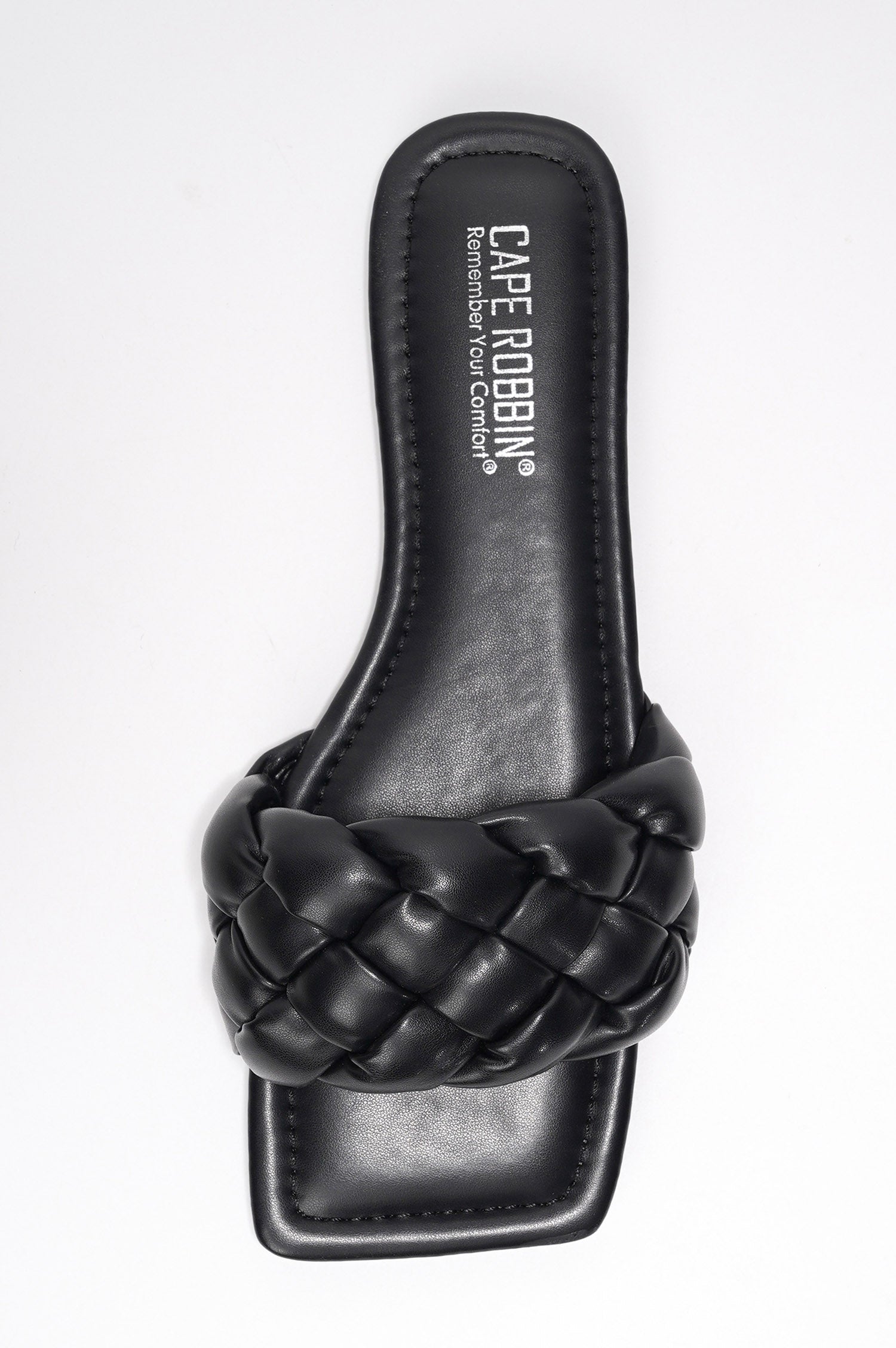Vagabond Braided Slide Sandals - Square Toe Slip On Sandals - Black - Cape Robbin