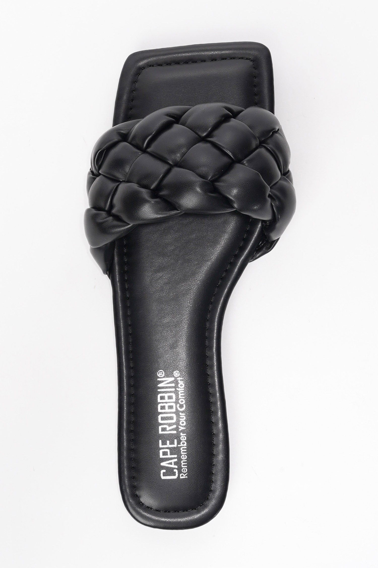 Vagabond Braided Slide Sandals - Square Toe Slip On Sandals - Black - Cape Robbin
