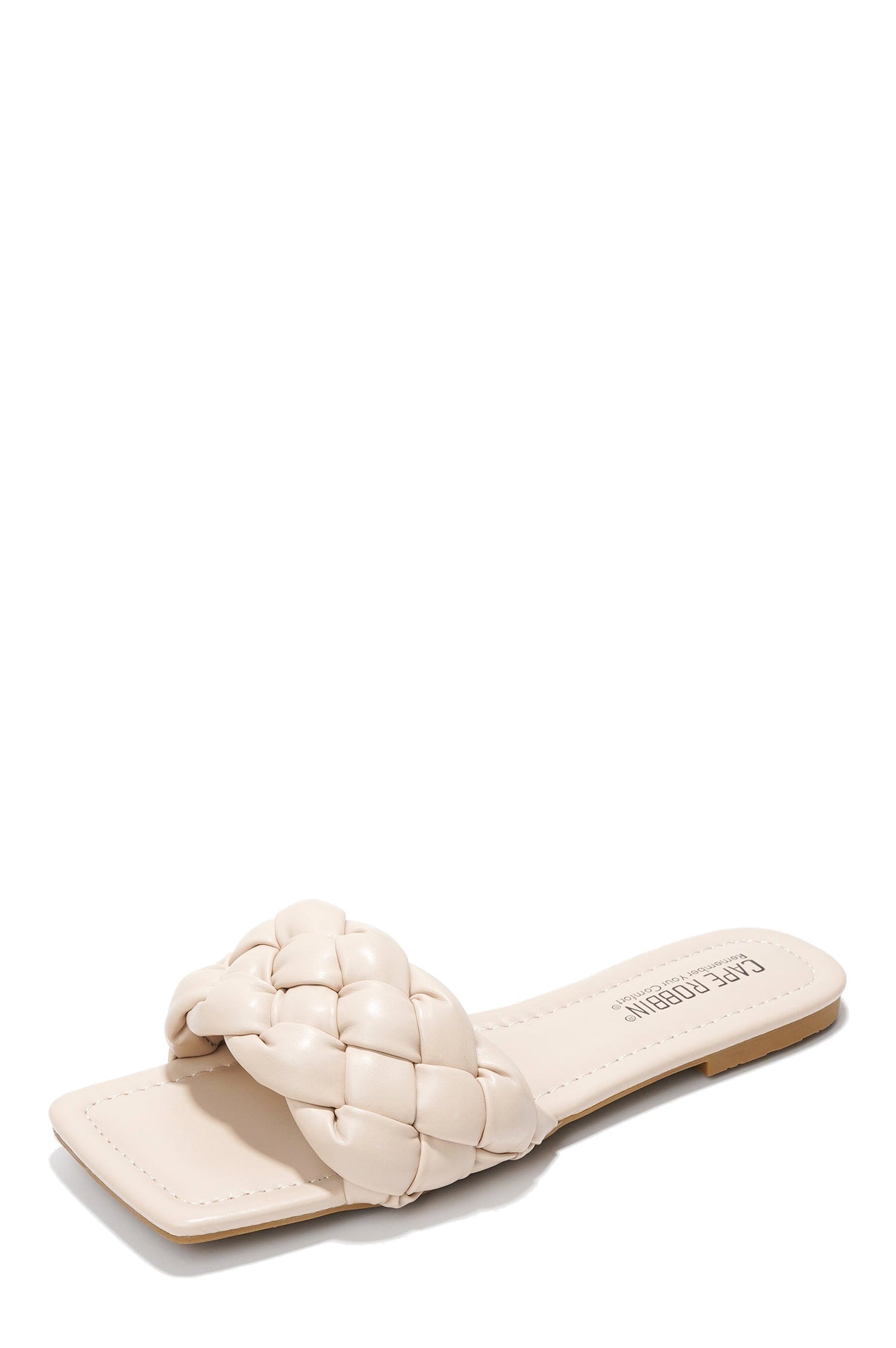 Vagabond Braided Slide Sandals - Square Toe Slip On Sandals - Nude - Cape Robbin