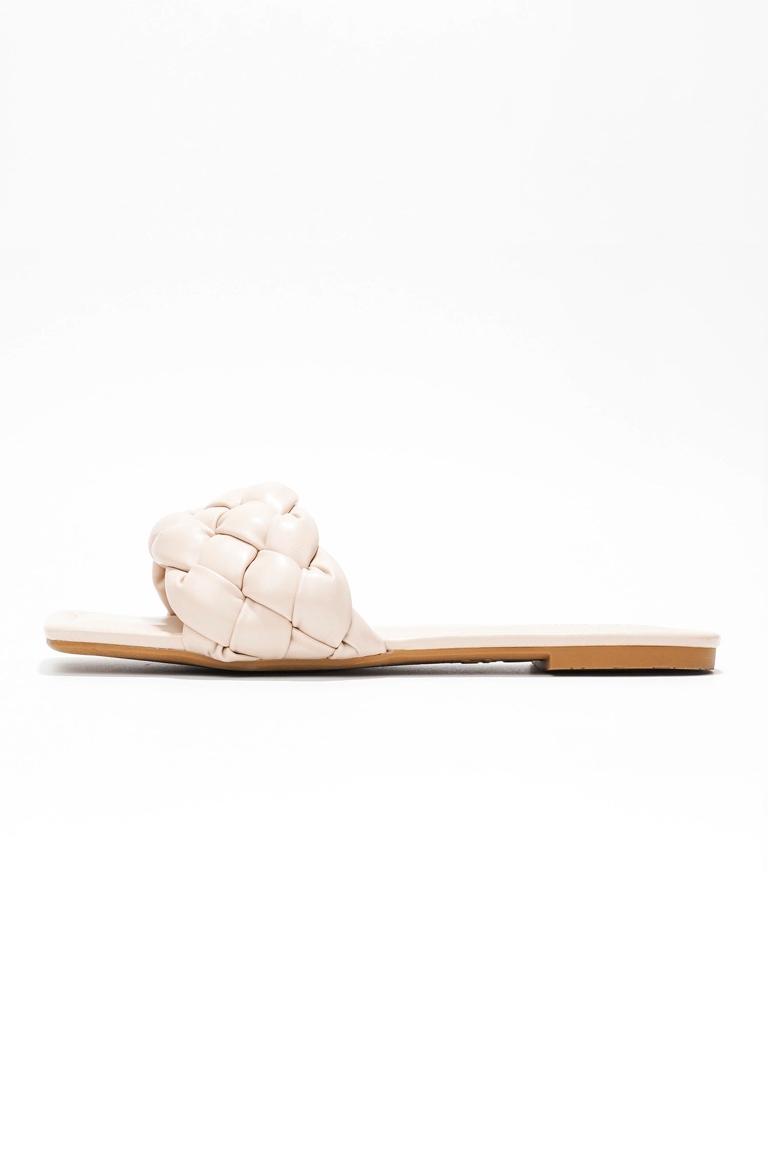 Vagabond Braided Slide Sandals - Square Toe Slip On Sandals - Nude - Cape Robbin