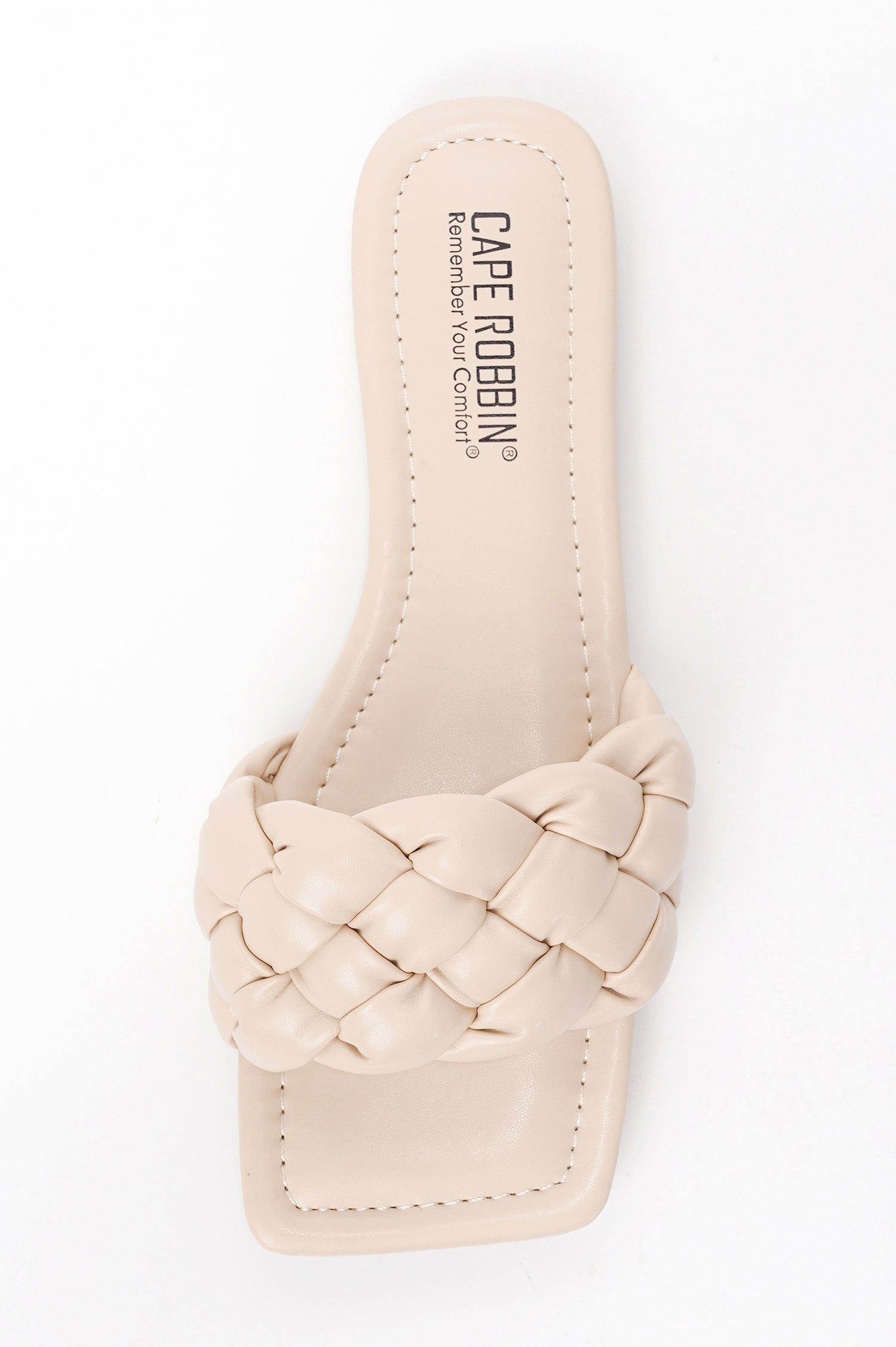 Vagabond Braided Slide Sandals - Square Toe Slip On Sandals - Nude - Cape Robbin