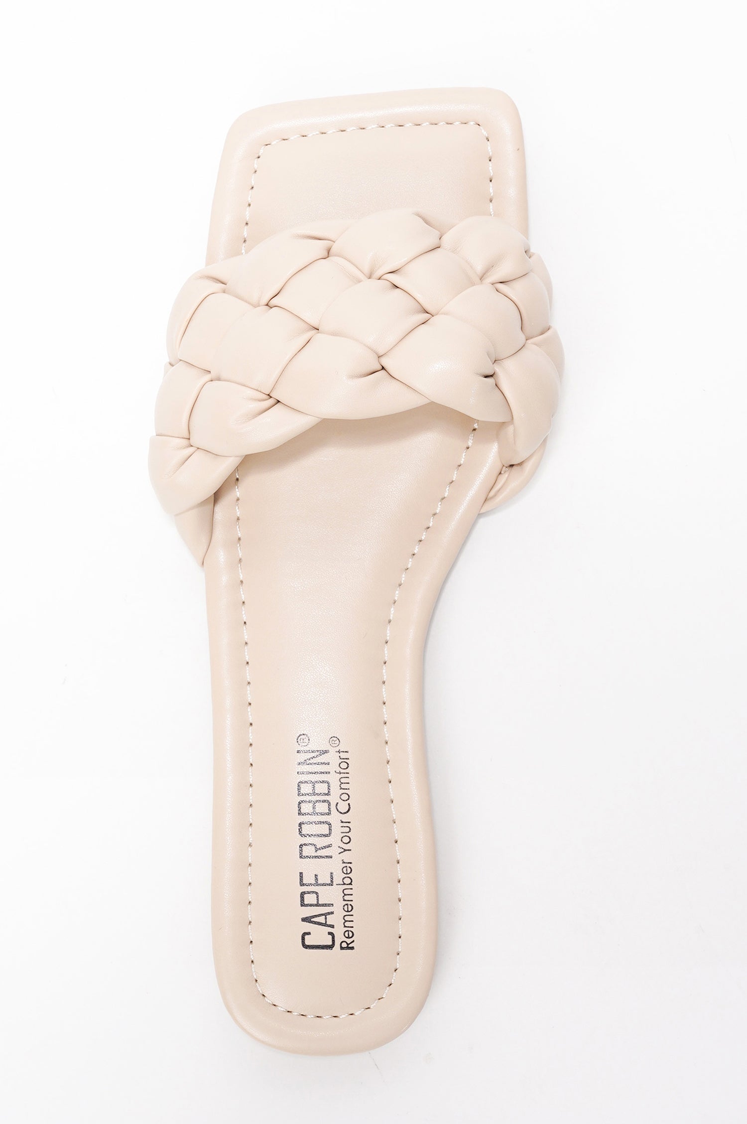 Vagabond Braided Slide Sandals - Square Toe Slip On Sandals - Nude - Cape Robbin