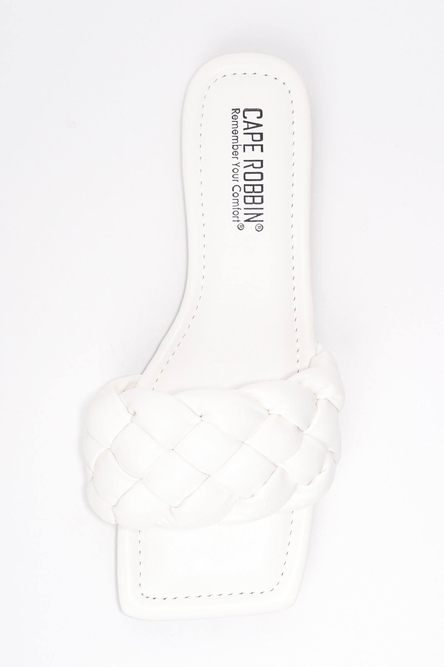 Vagabond Braided Slide Sandals - Square Toe Slip On Sandals - White - Cape Robbin