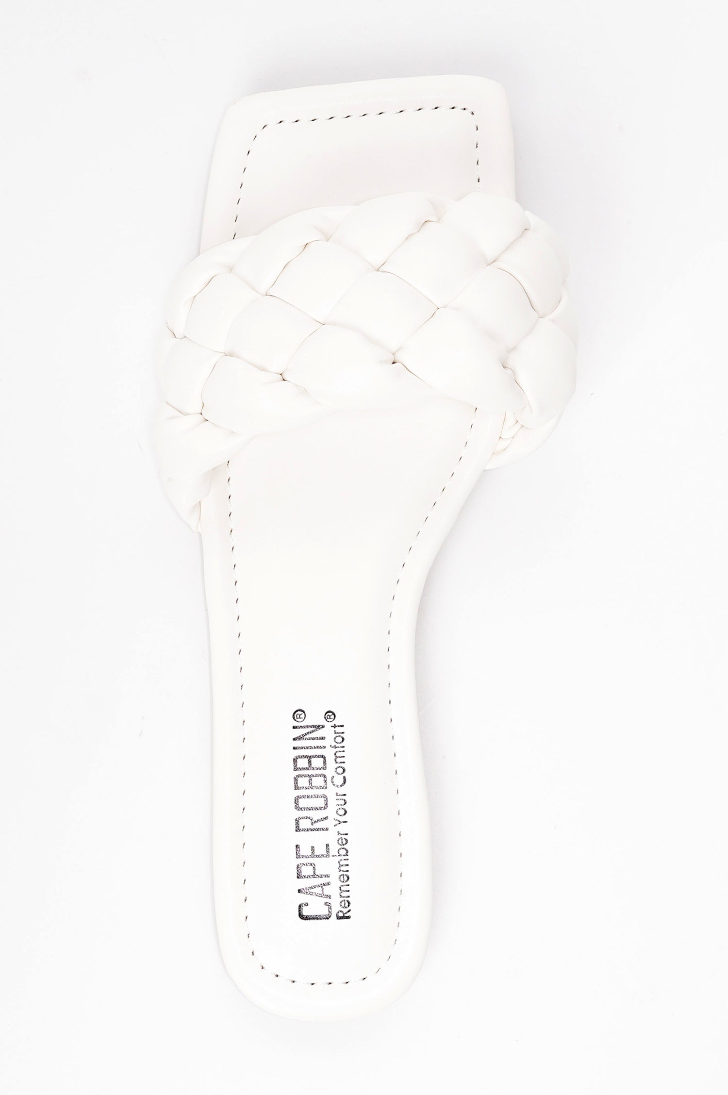 Vagabond Braided Slide Sandals - Square Toe Slip On Sandals - White - Cape Robbin