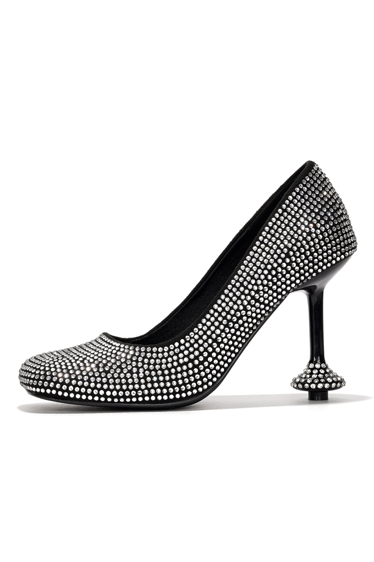 Valerye Rhinestone Embellished Sculptural Heel Pump - Black