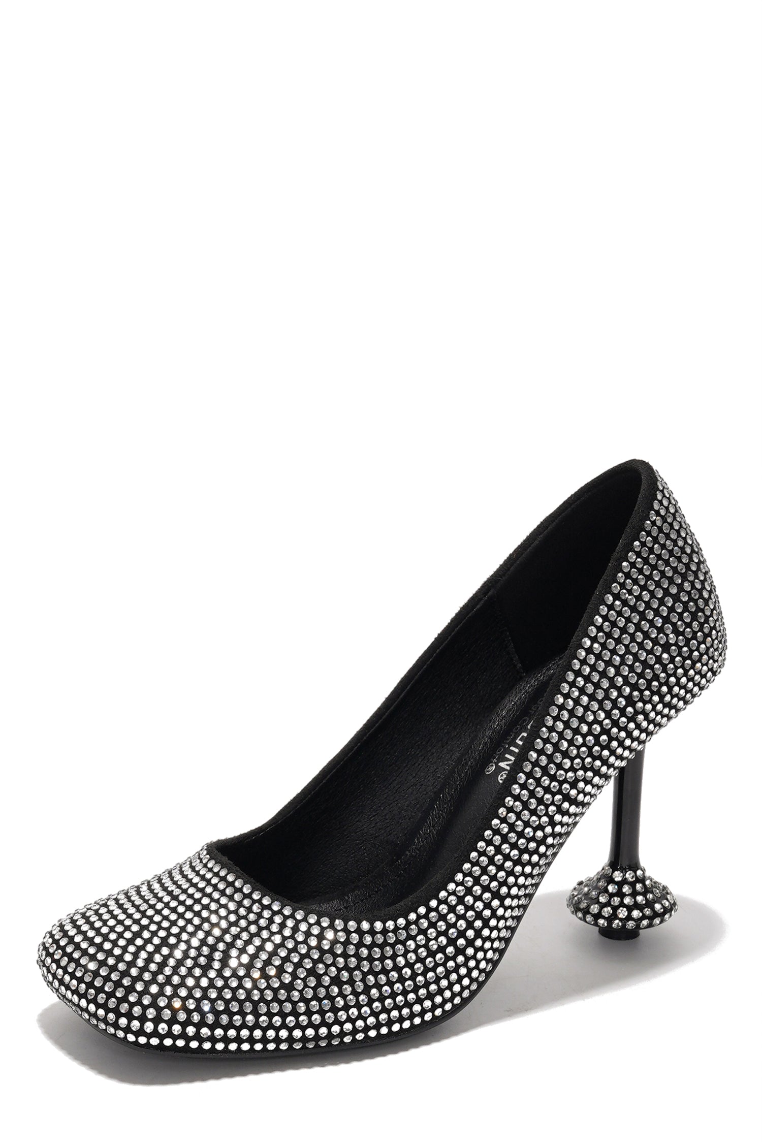 Valerye Rhinestone Embellished Sculptural Heel Pump - Black