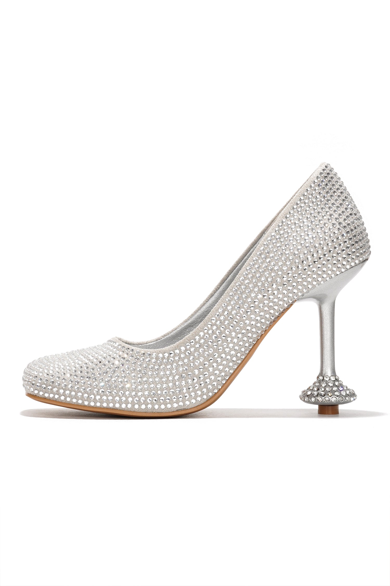 Valerye Rhinestone Embellished Sculptural Heel Pump - Silver