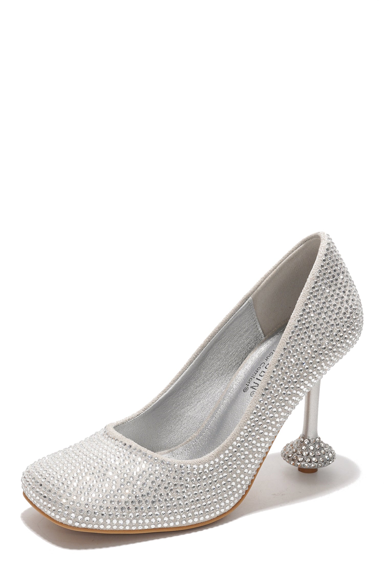 Valerye Rhinestone Embellished Sculptural Heel Pump - Silver