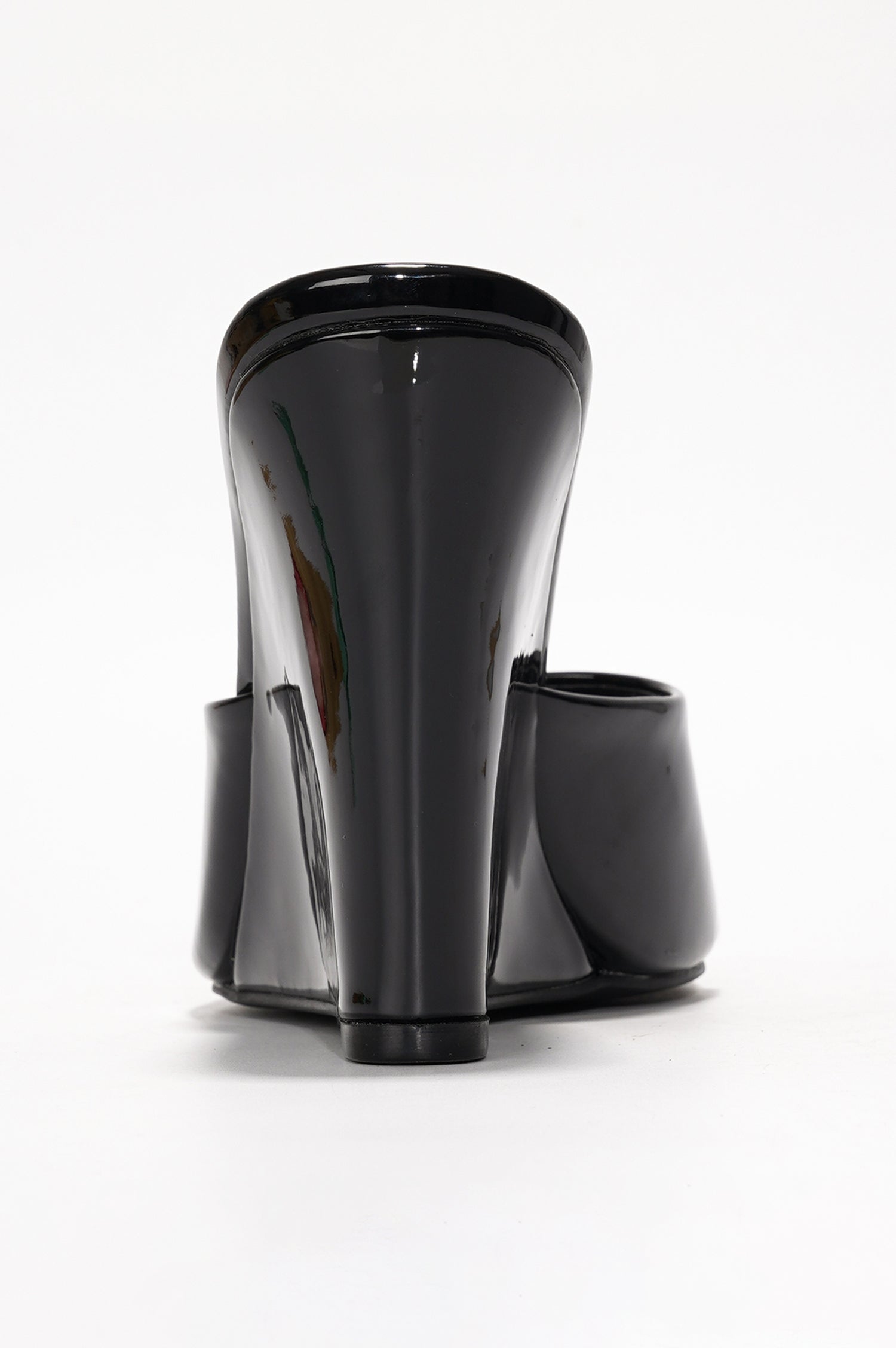 Willamina Metallic Wedge Heel Sandals - Square Toe Slip On Sandals - Black - Cape Robbin