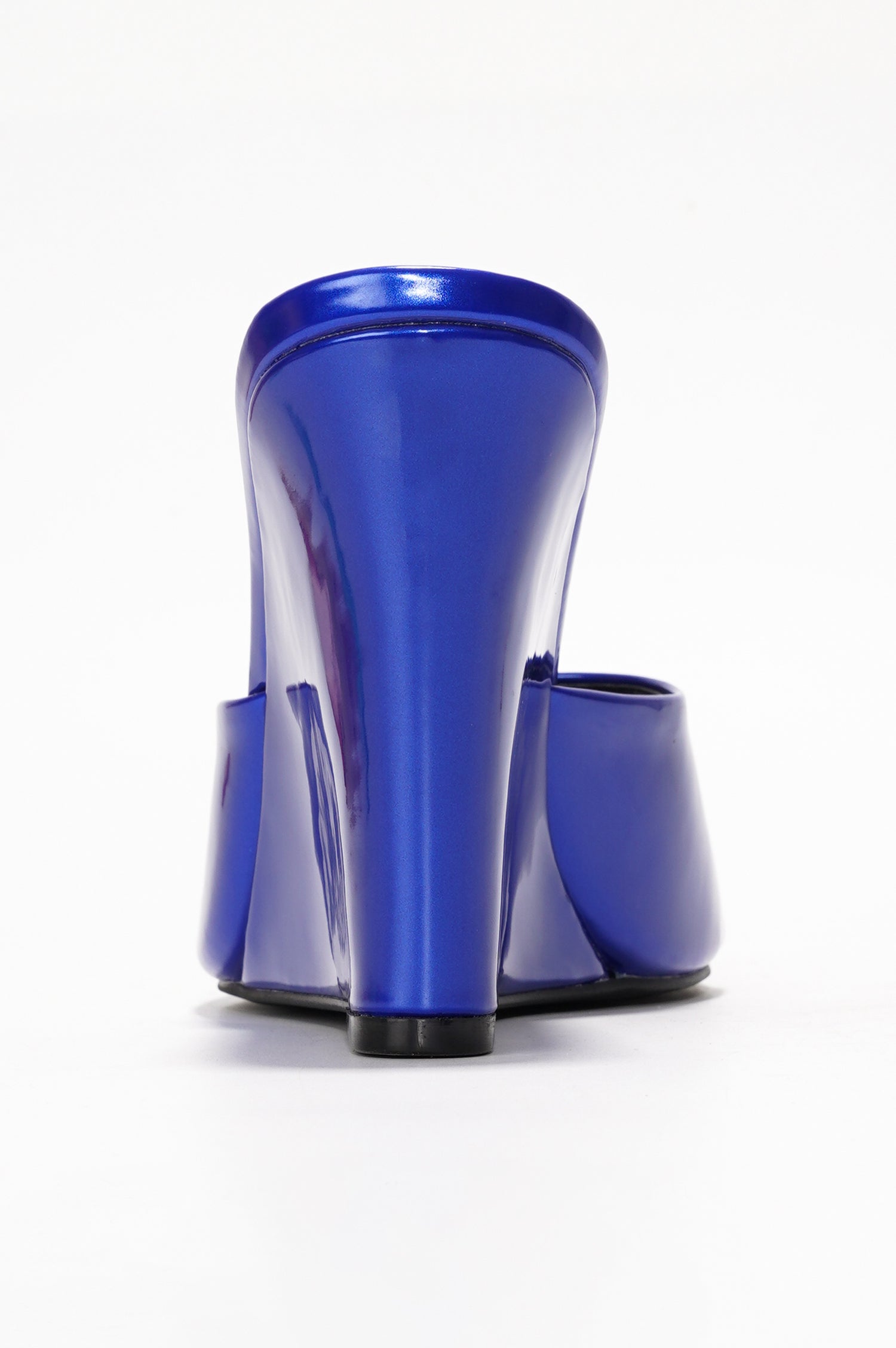 Willamina Metallic Wedge Heel Sandals - Square Toe Slip On Sandals - Blue - Cape Robbin