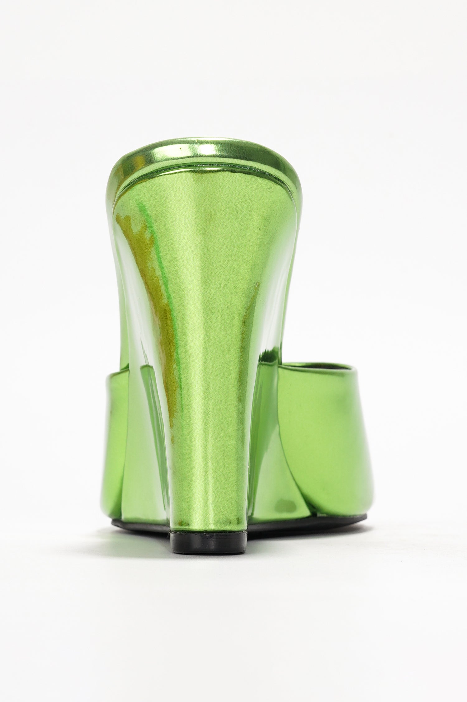 Willamina Metallic Wedge Heel Sandals - Square Toe Slip On Sandals - Green - Cape Robbin