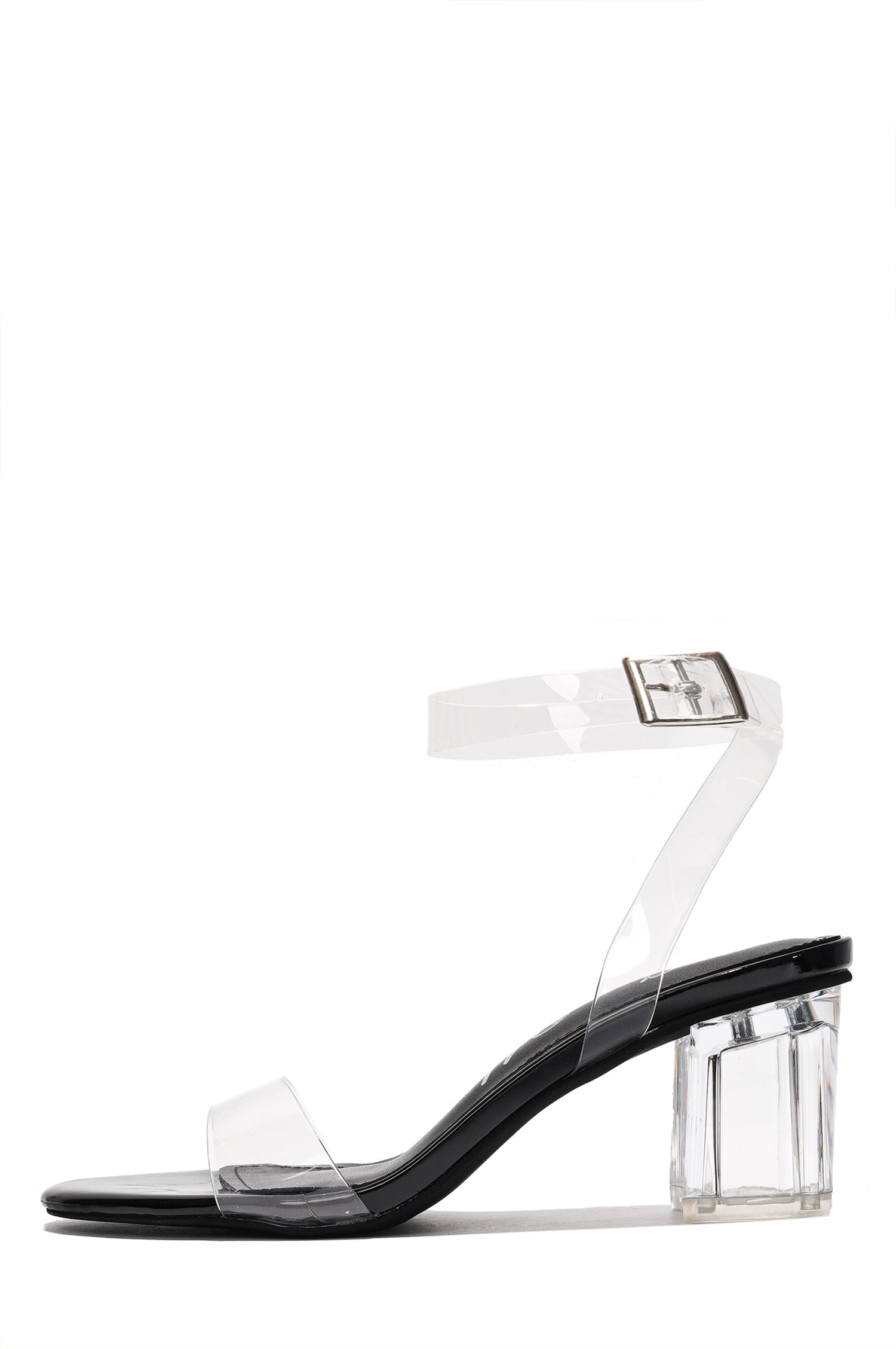 Wisdom Clear Slip-On Stiletto Heels - Transparent Heeled Sandals - Black - Cape Robbin