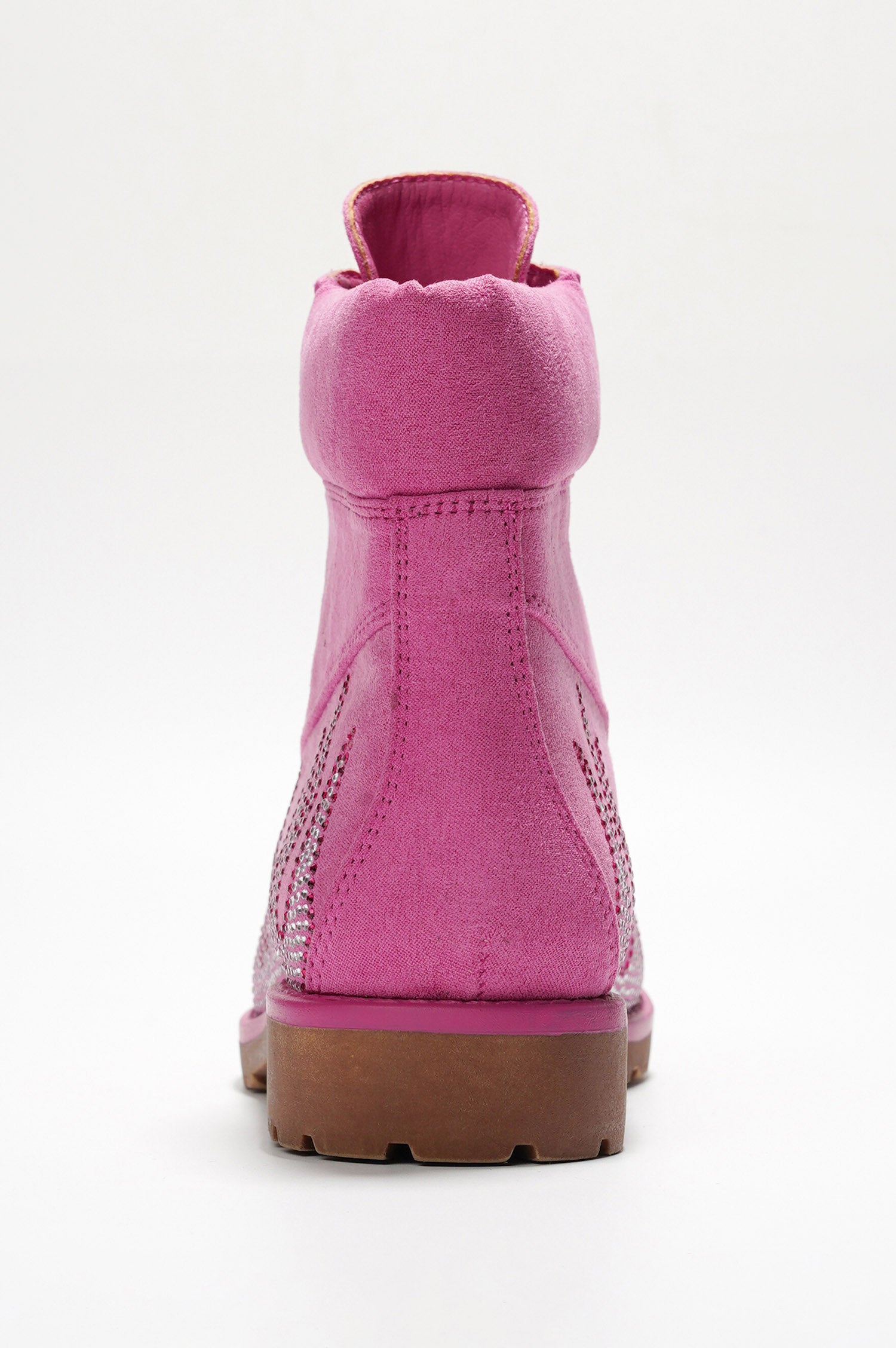 Zabrina Rhinestone Flam Lace-up Boots - Pink